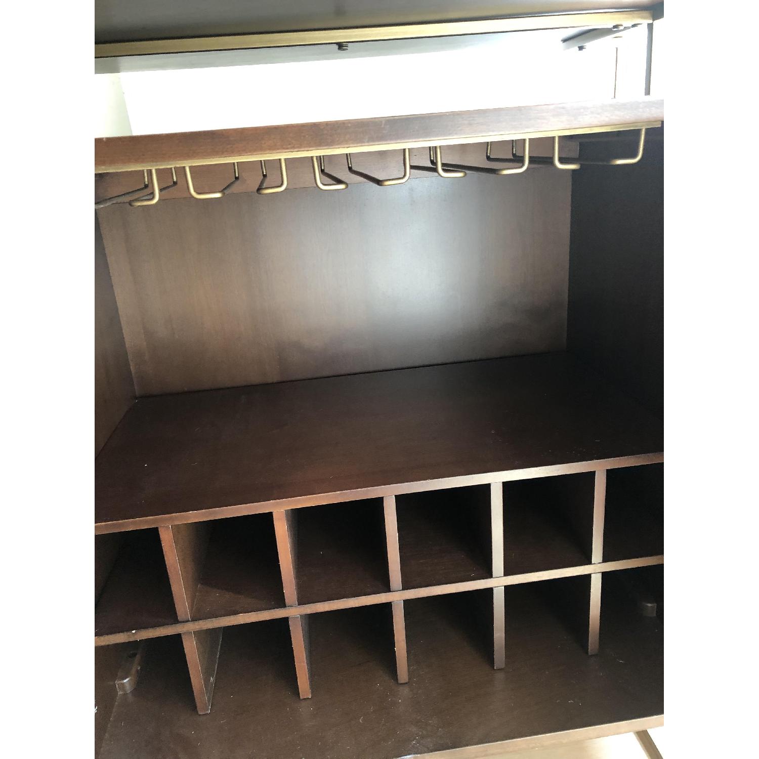 West Elm Walnut Wine Cabinet w/ Brass Hardware - image-7