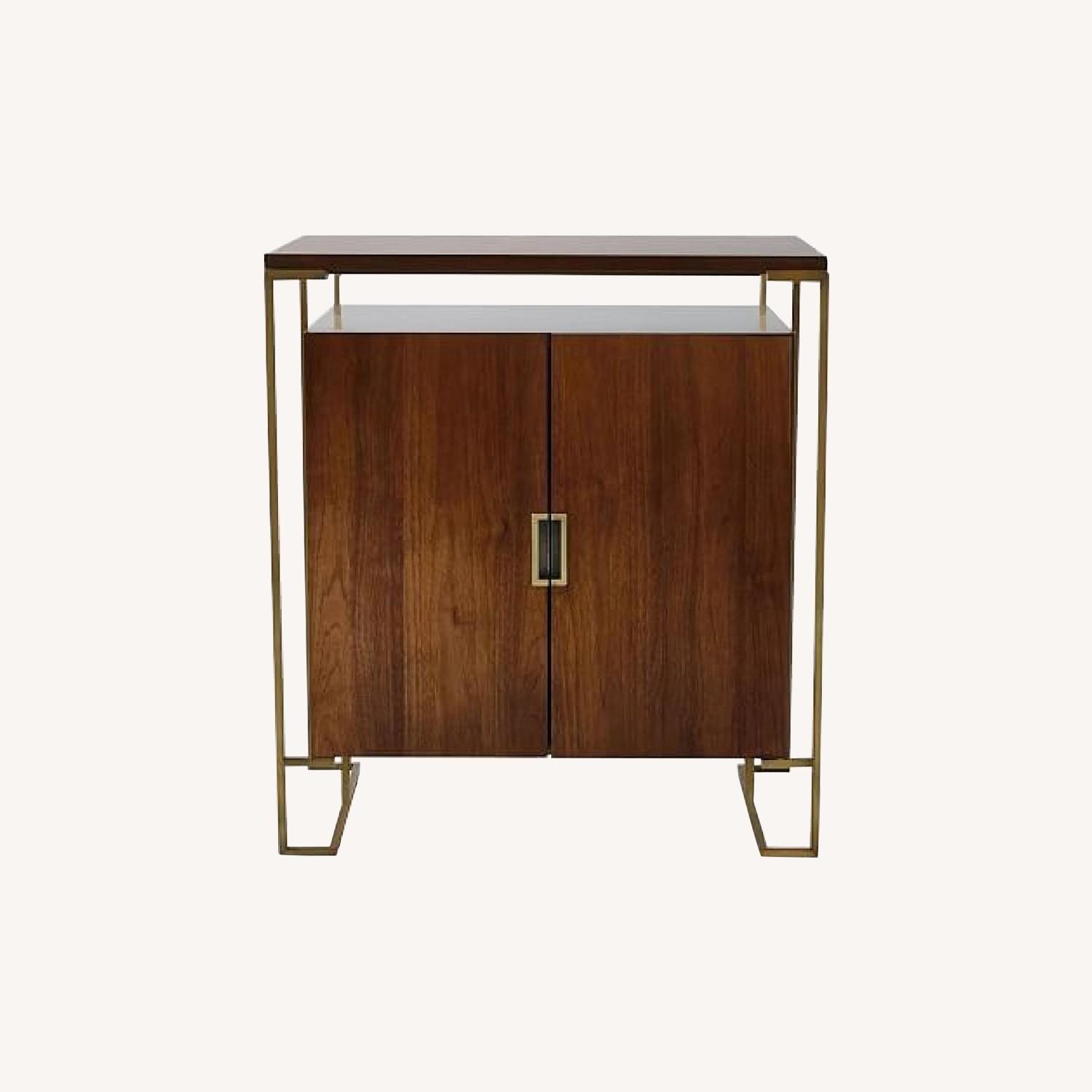 West Elm Walnut Wine Cabinet w/ Brass Hardware - image-0