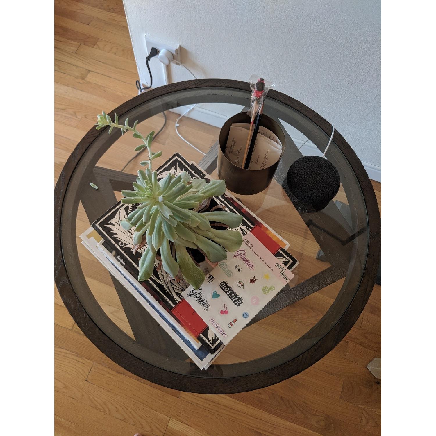 Restoration Hardware Wood & Glass Side Table - image-3