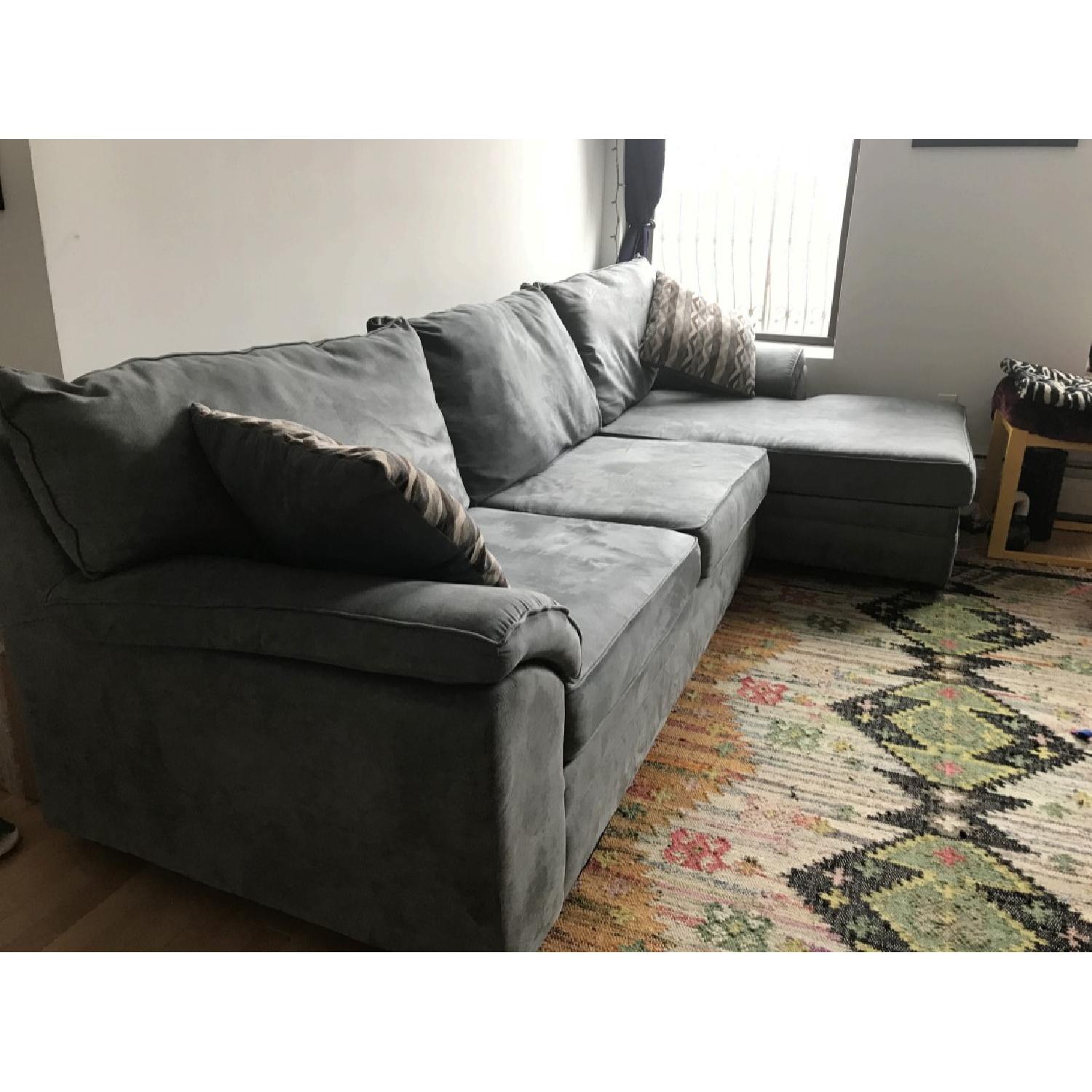 Bob's Suede Sectional Sofa w/ Chaise - image-1