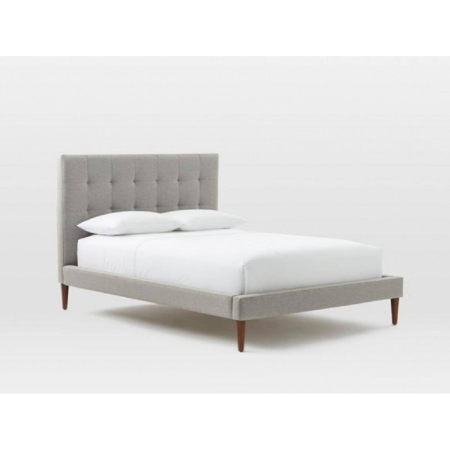 West Elm GridTufted Upholstered Tapered Leg Queen Size Bed AptDeco
