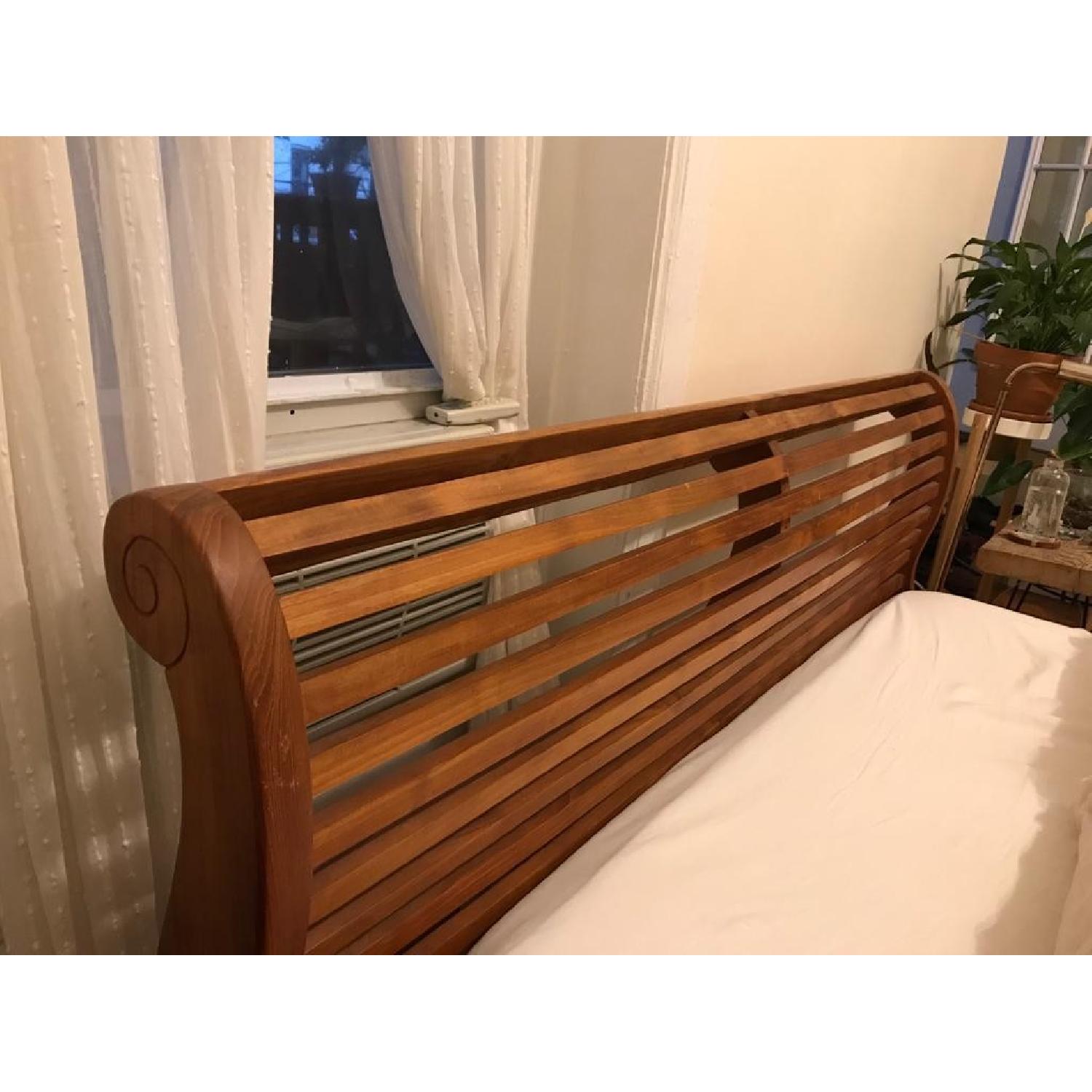 Asian Teak Wood Queen Size Sleigh Bed - image-5