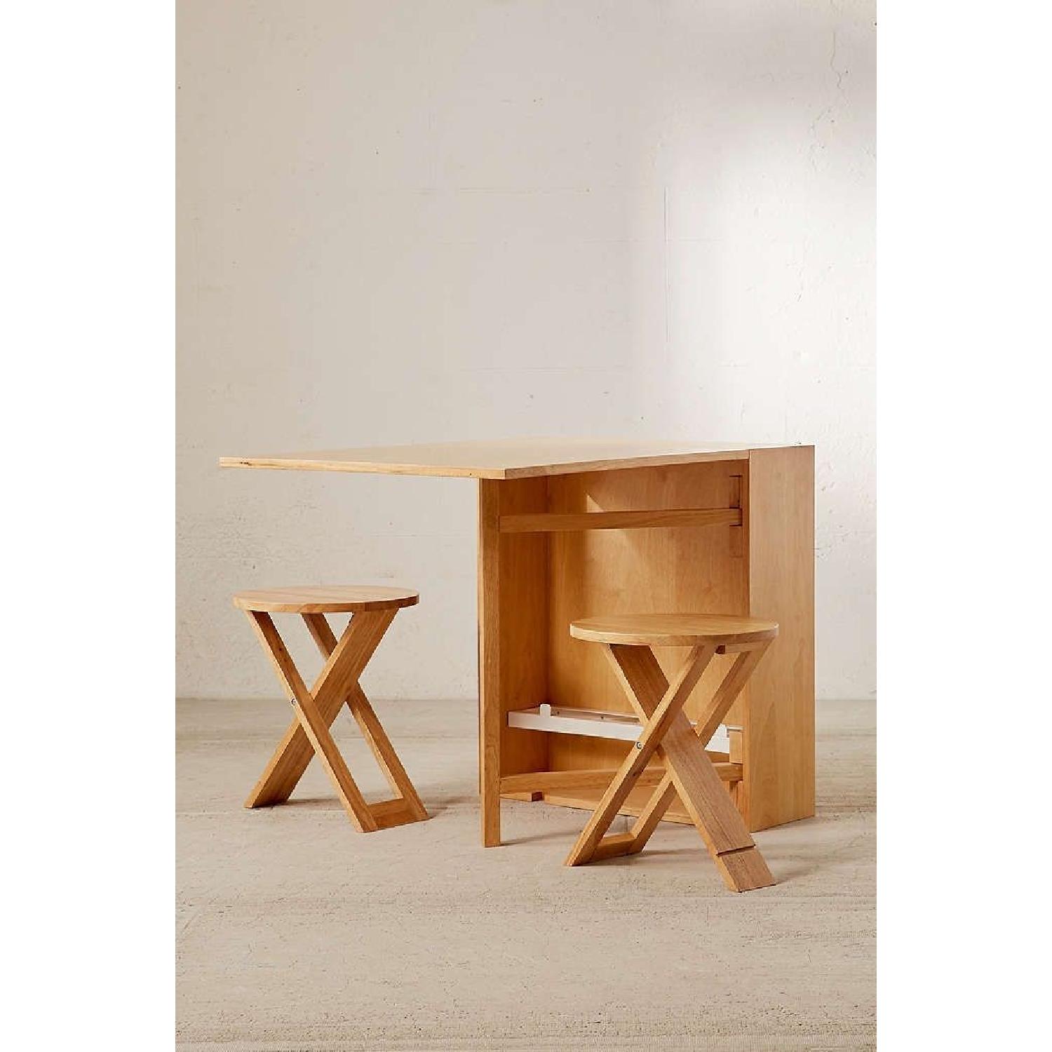 Urban Outfitters Folding Table w/ 2 Stools - image-0