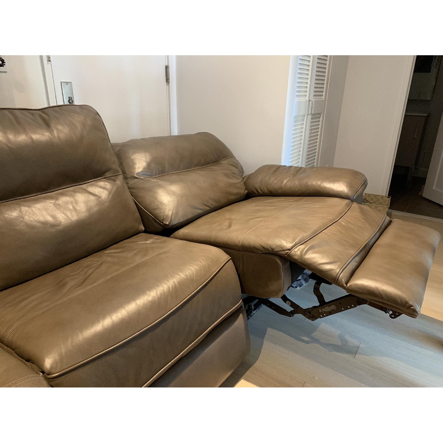 Macy's Brown Leather Reclining Sectional Sofa AptDeco