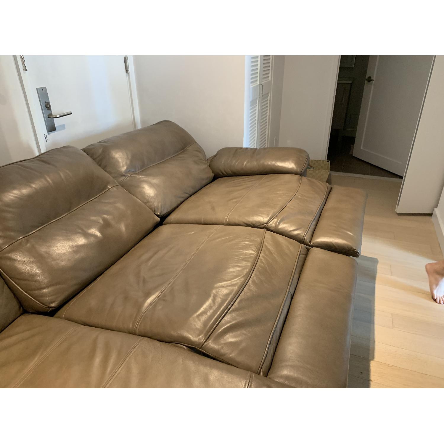 Macy's Brown Leather Reclining Sectional Sofa - image-4