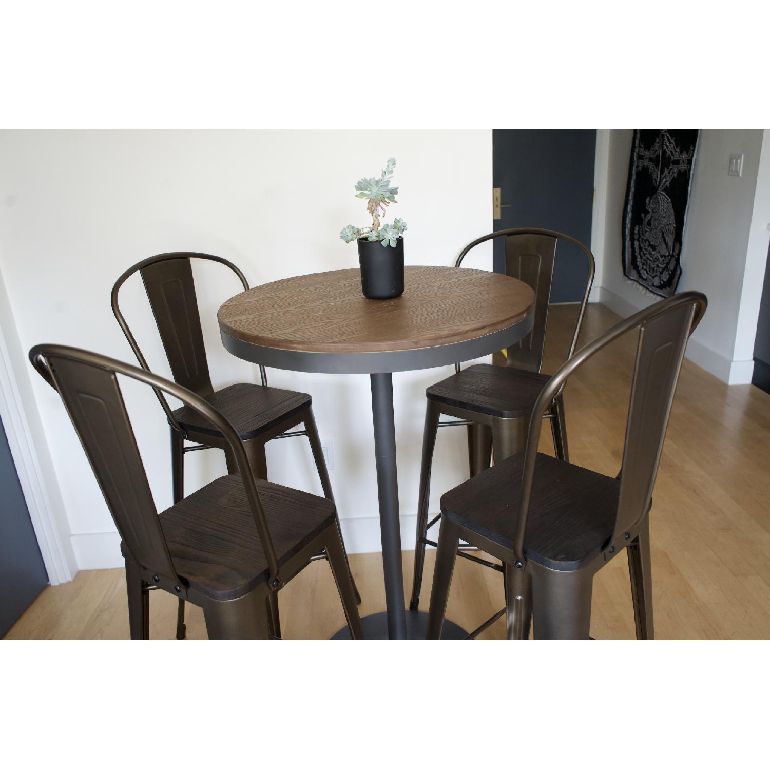 Industrial High Table w/ 4 Stools - image-1