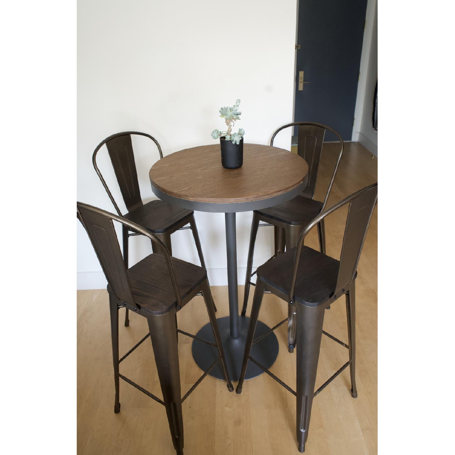 Industrial High Table w/ 4 Stools - image-2