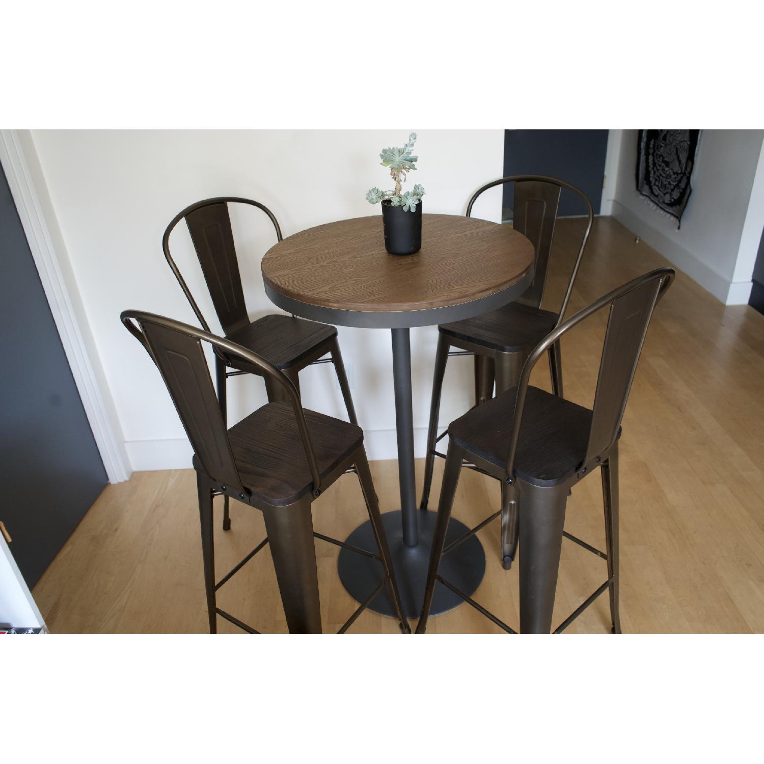 Industrial High Table w/ 4 Stools - image-3