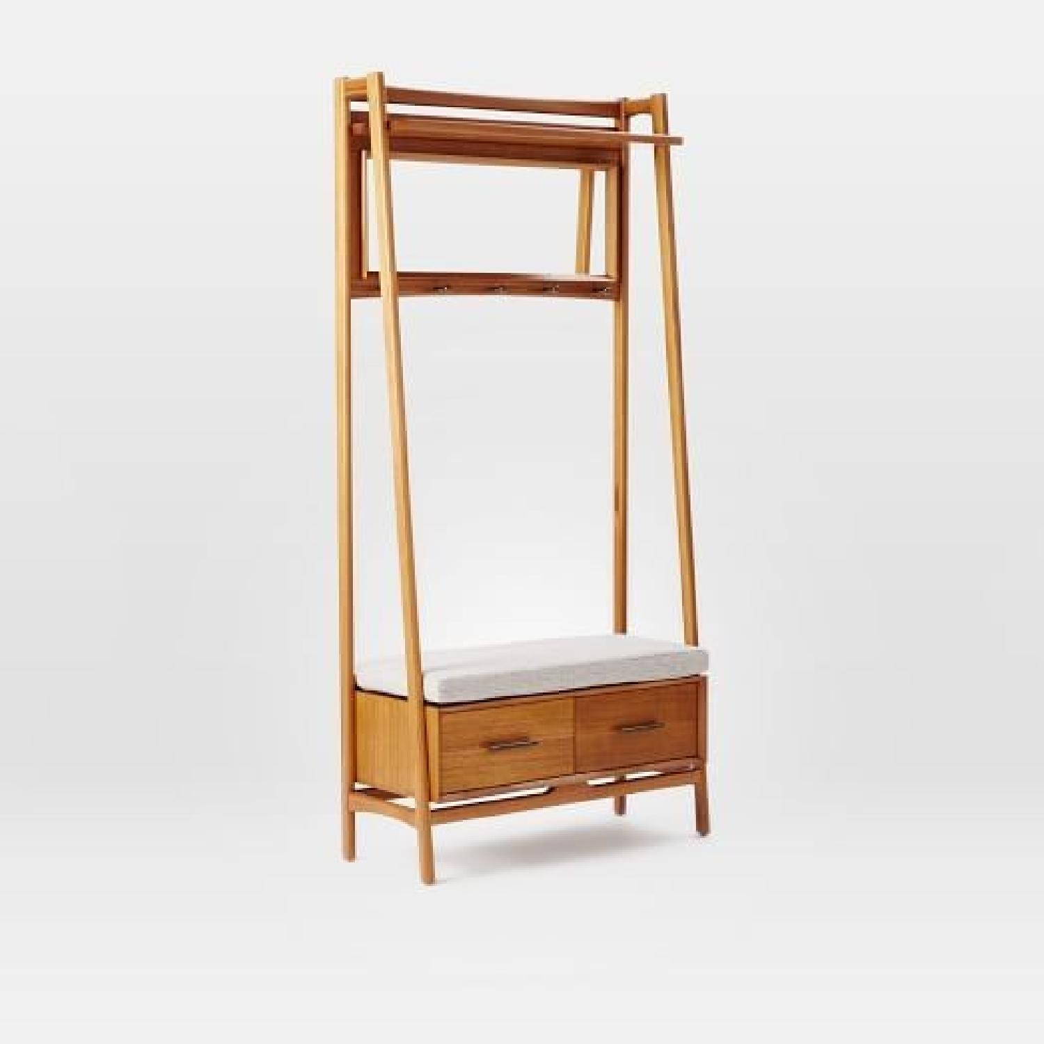 West Elm Mid Century Hallway Bench w/ Drawers & Shelf - image-11