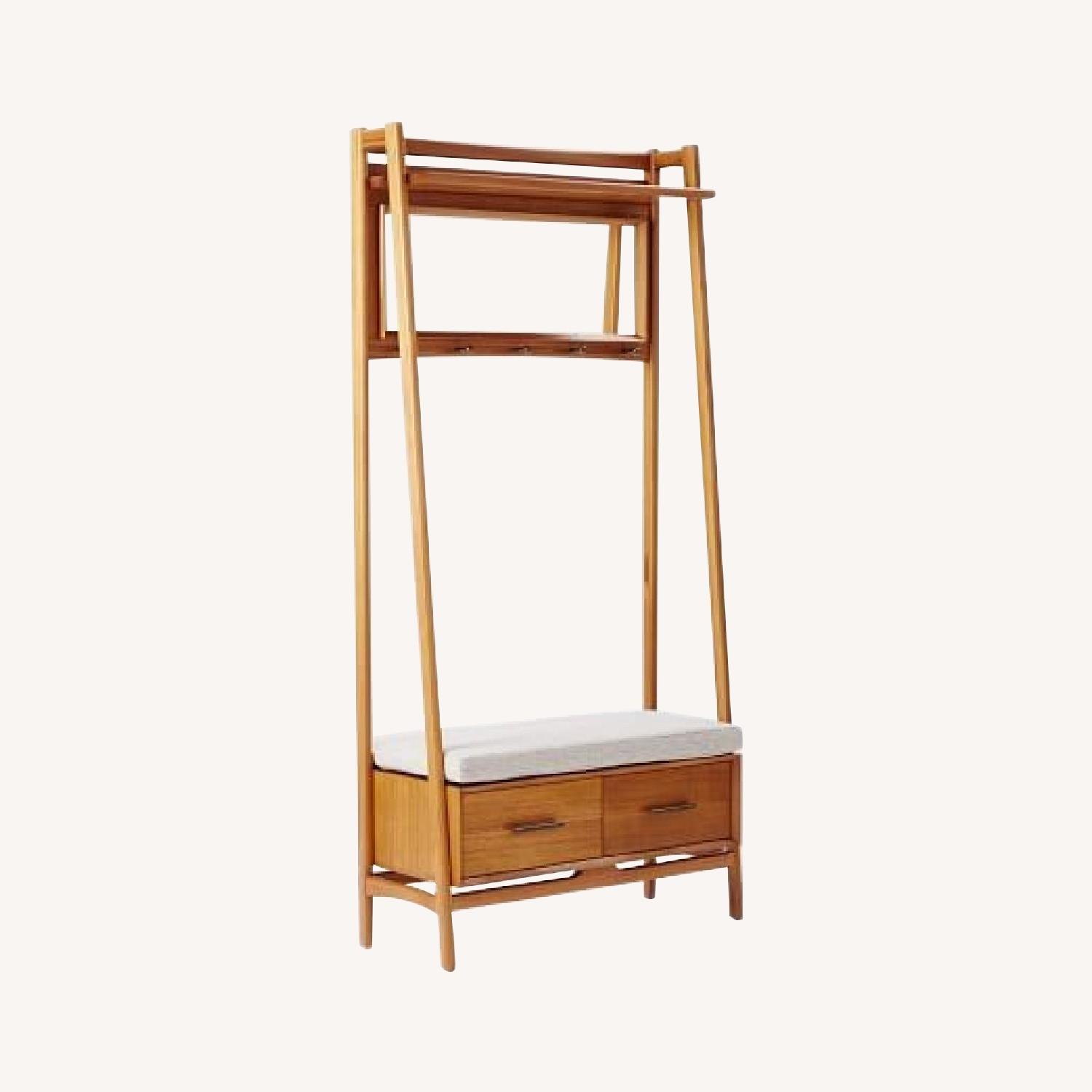 West Elm Mid Century Hallway Bench w/ Drawers & Shelf - image-0