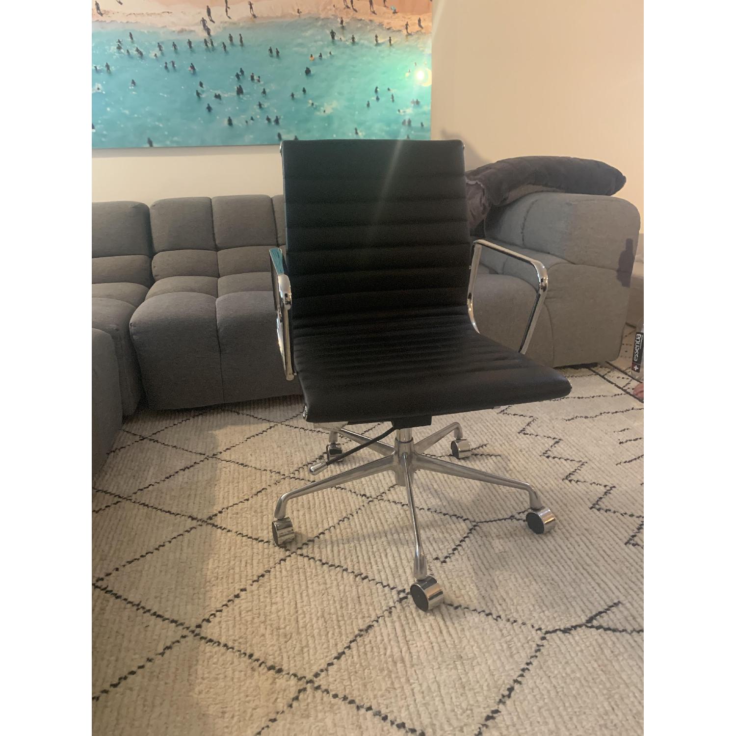 Sit Down New York Black Vinyl Office Chair w/ Wheels - image-1