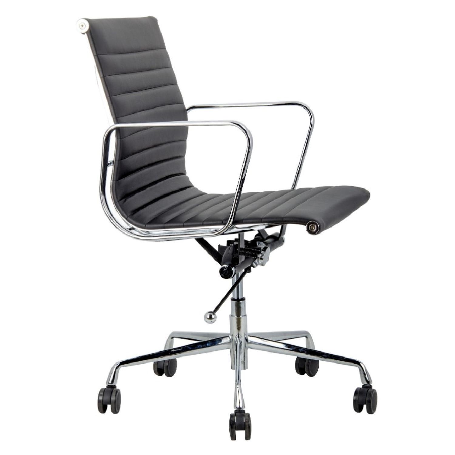 Sit Down New York Black Vinyl Office Chair w/ Wheels - image-3