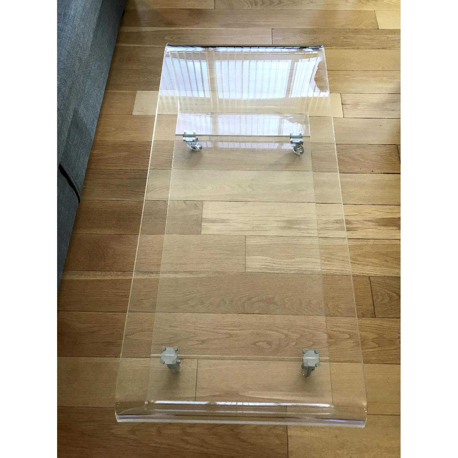 CB2 Peekaboo Acrylic Media Console/Coffee Table w/ Casters - image-3