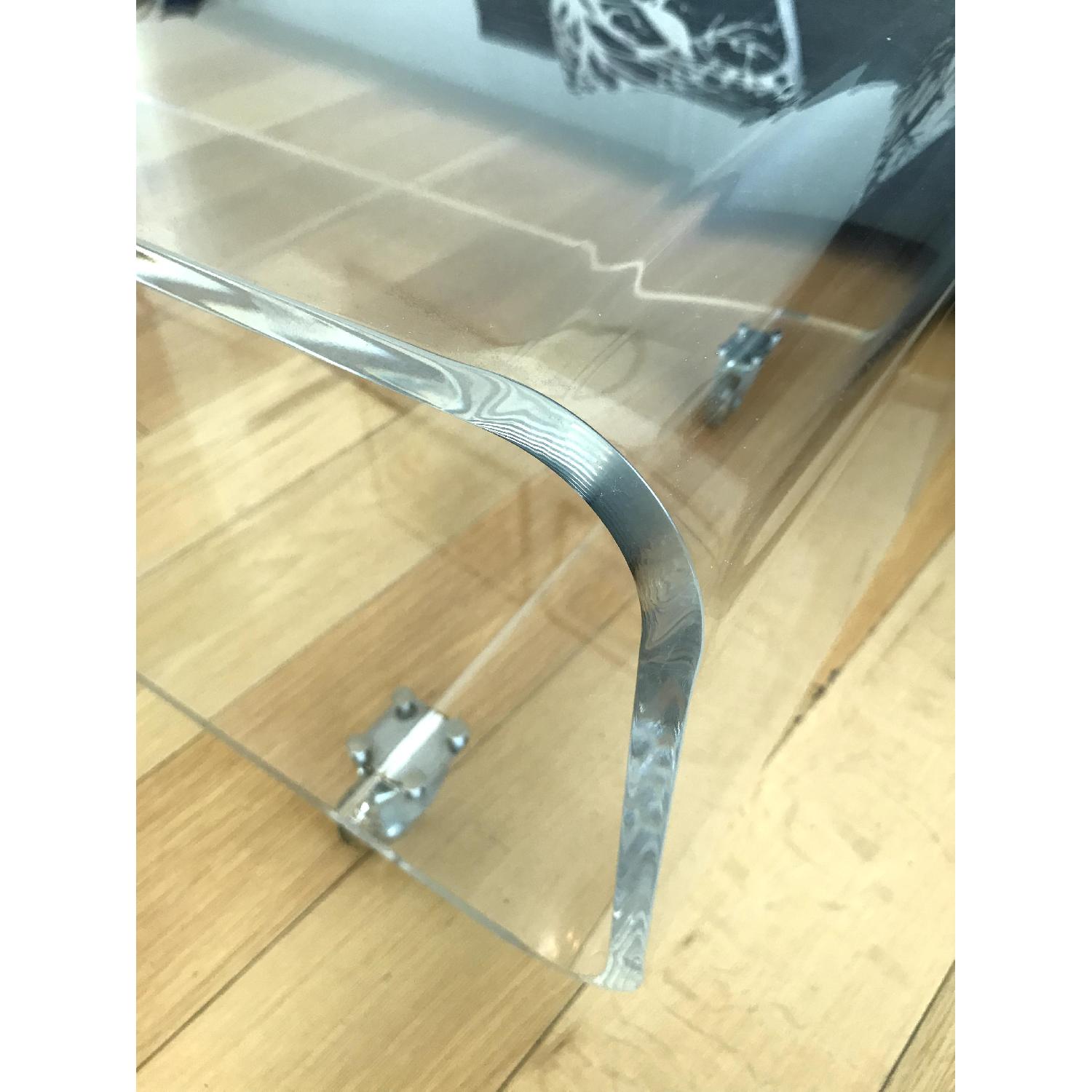 CB2 Peekaboo Acrylic Media Console/Coffee Table w/ Casters AptDeco