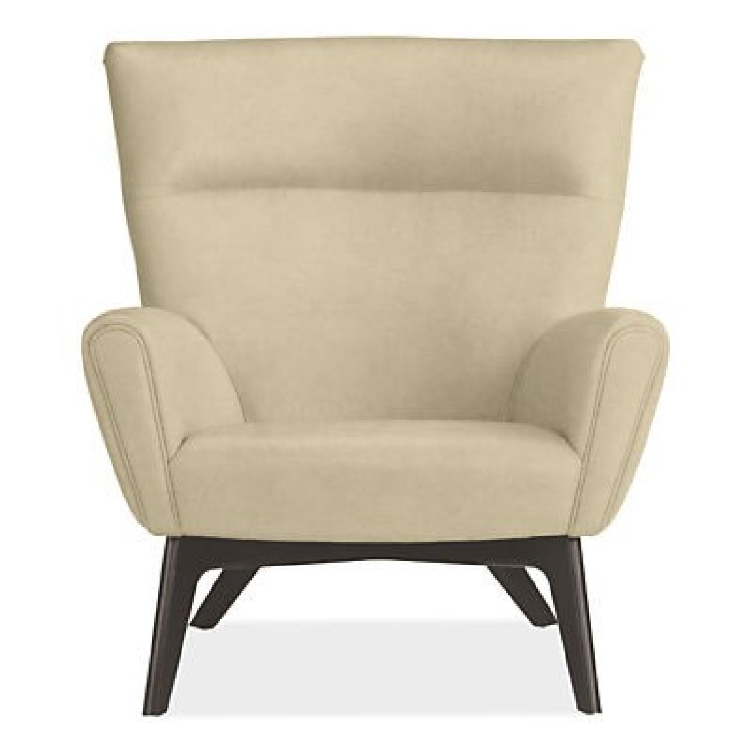 Room & Board Light Grey Leather Accent Chair - image-0