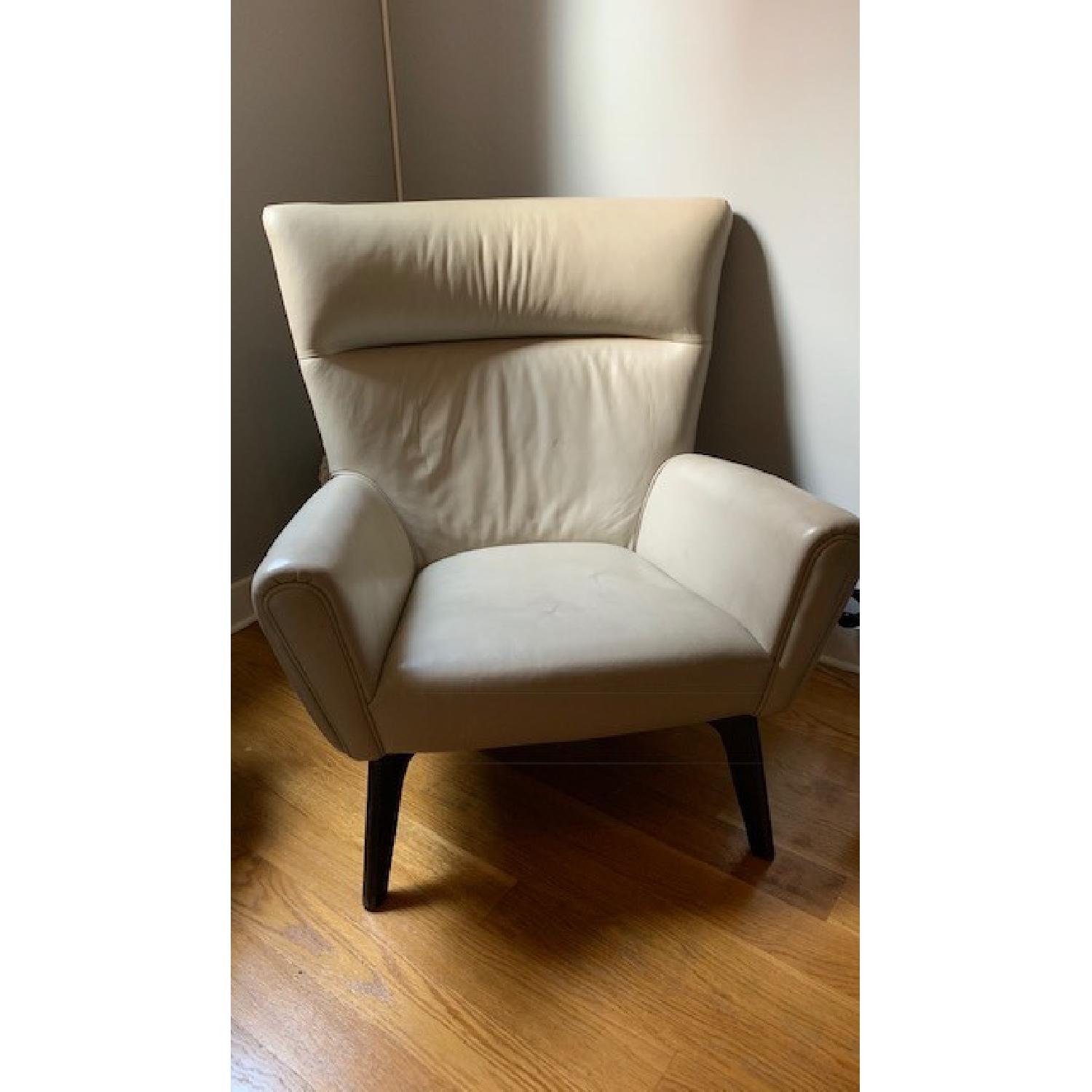 Room & Board Light Grey Leather Accent Chair - image-1