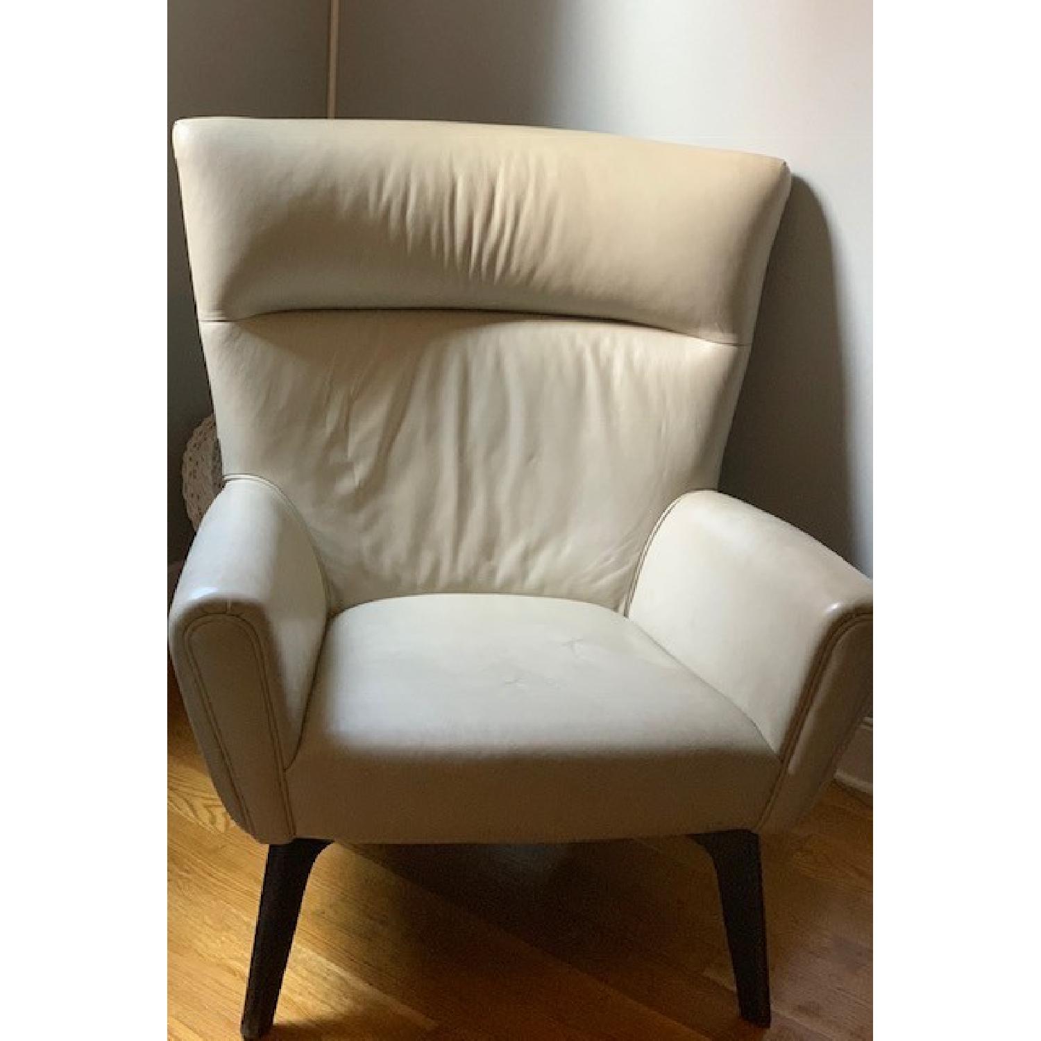 Room & Board Light Grey Leather Accent Chair - image-2