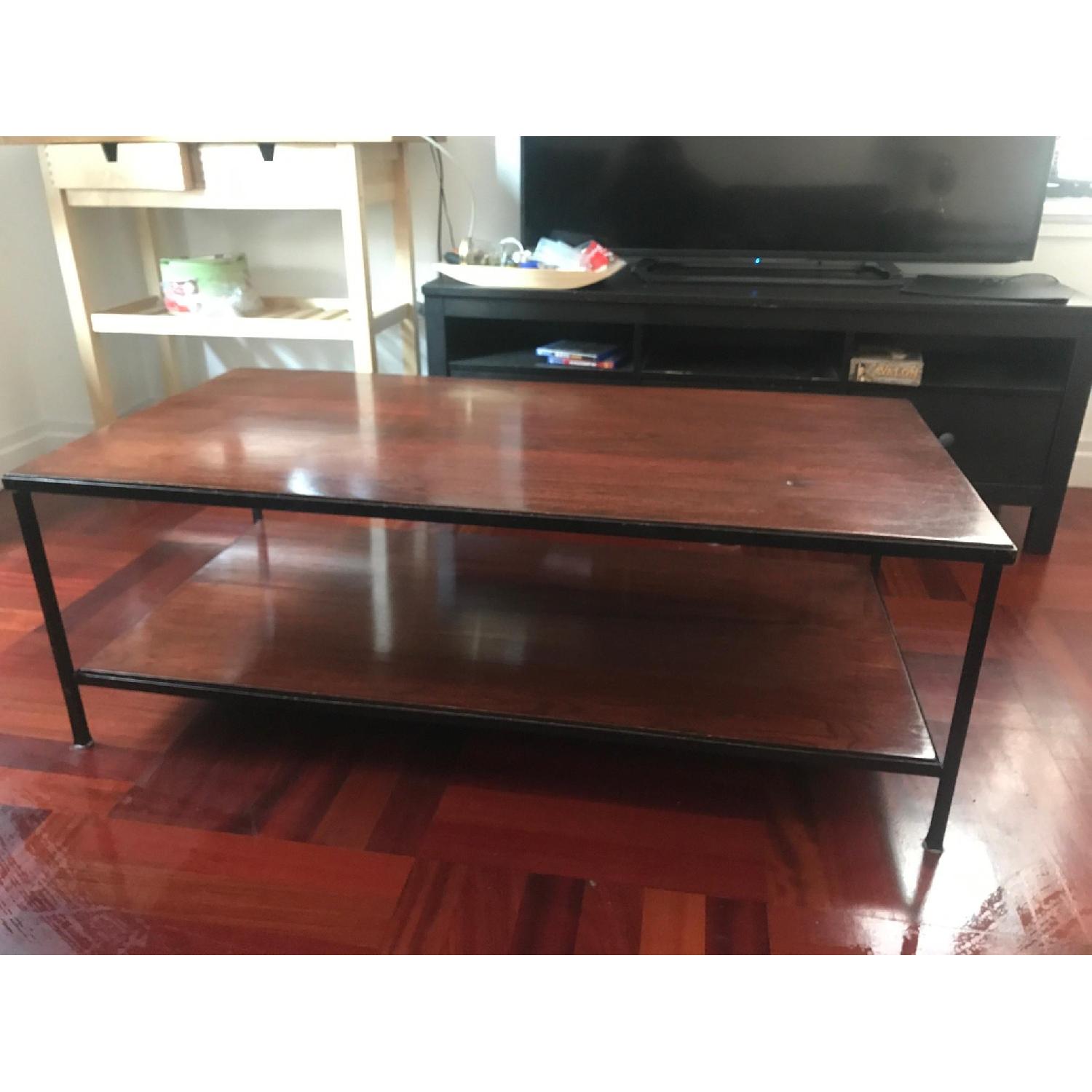 Modern Low-Profile 3-Piece Wood & Iron Coffee Table Set - image-1