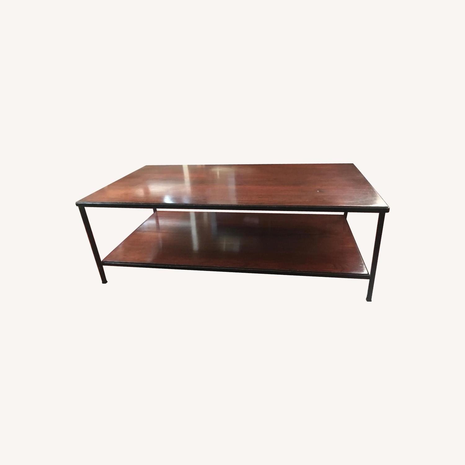 Modern Low-Profile 3-Piece Wood & Iron Coffee Table Set - image-0