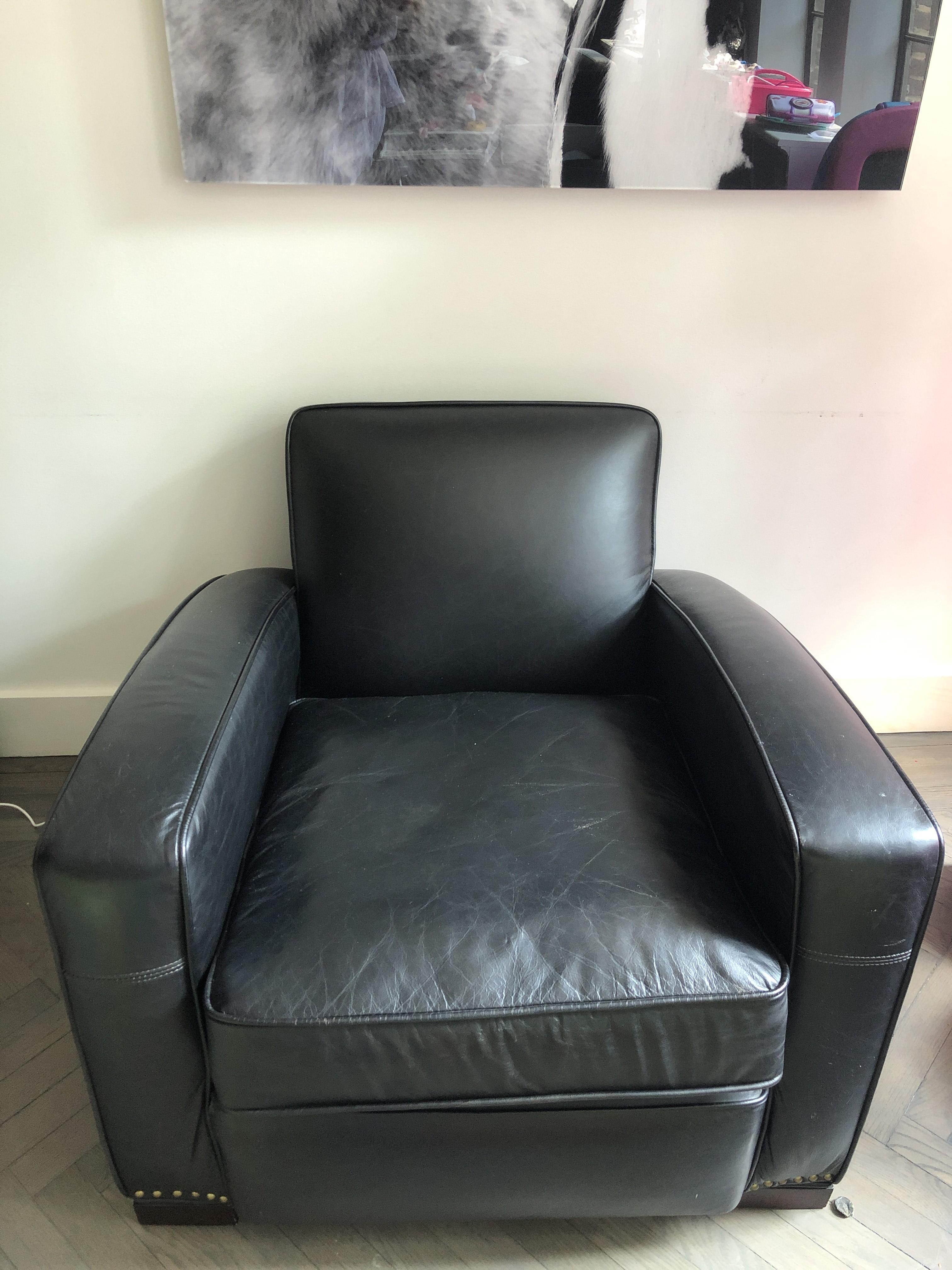 Restoration Hardware Library Leather Chairs in Slate