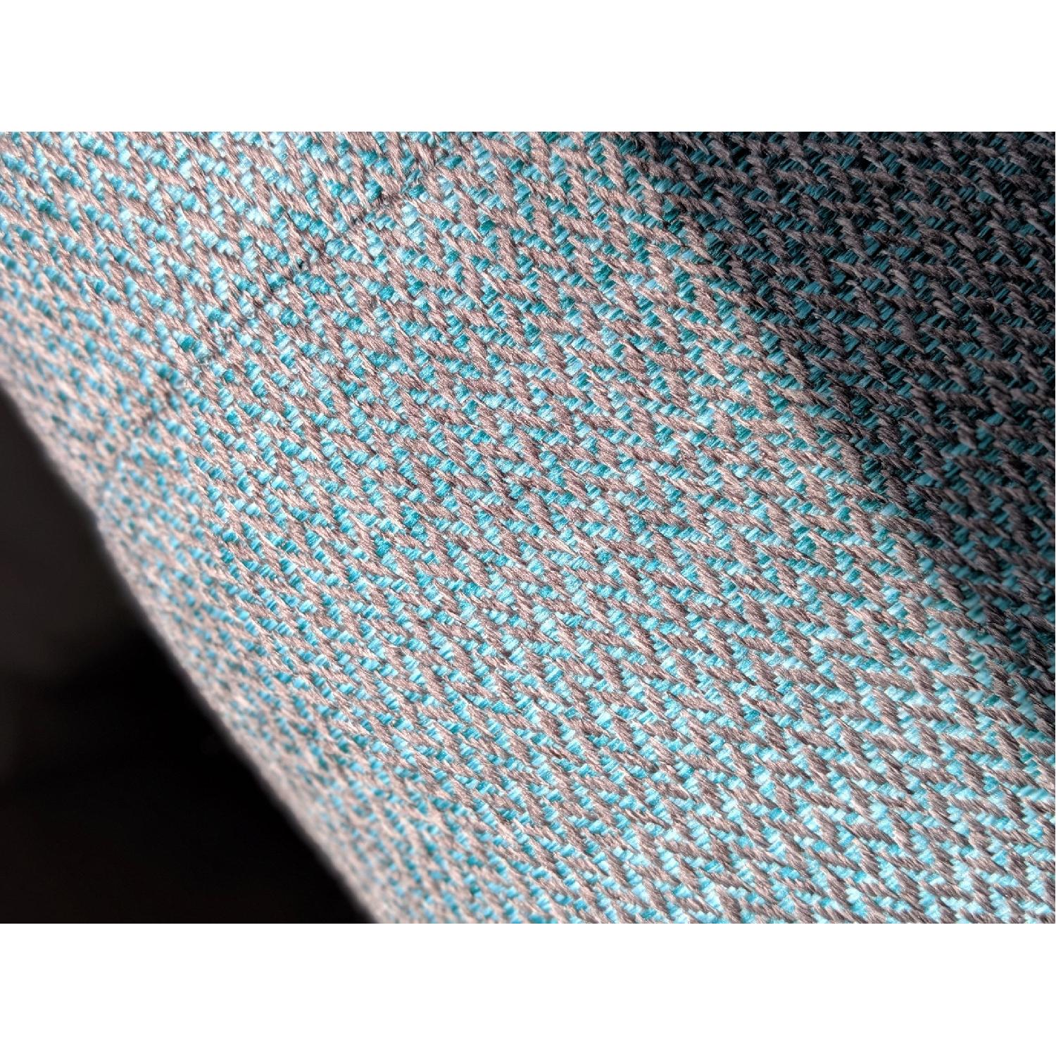 World Market Mid-Century Upholstered Loveseat in Teal/Grey - image-3