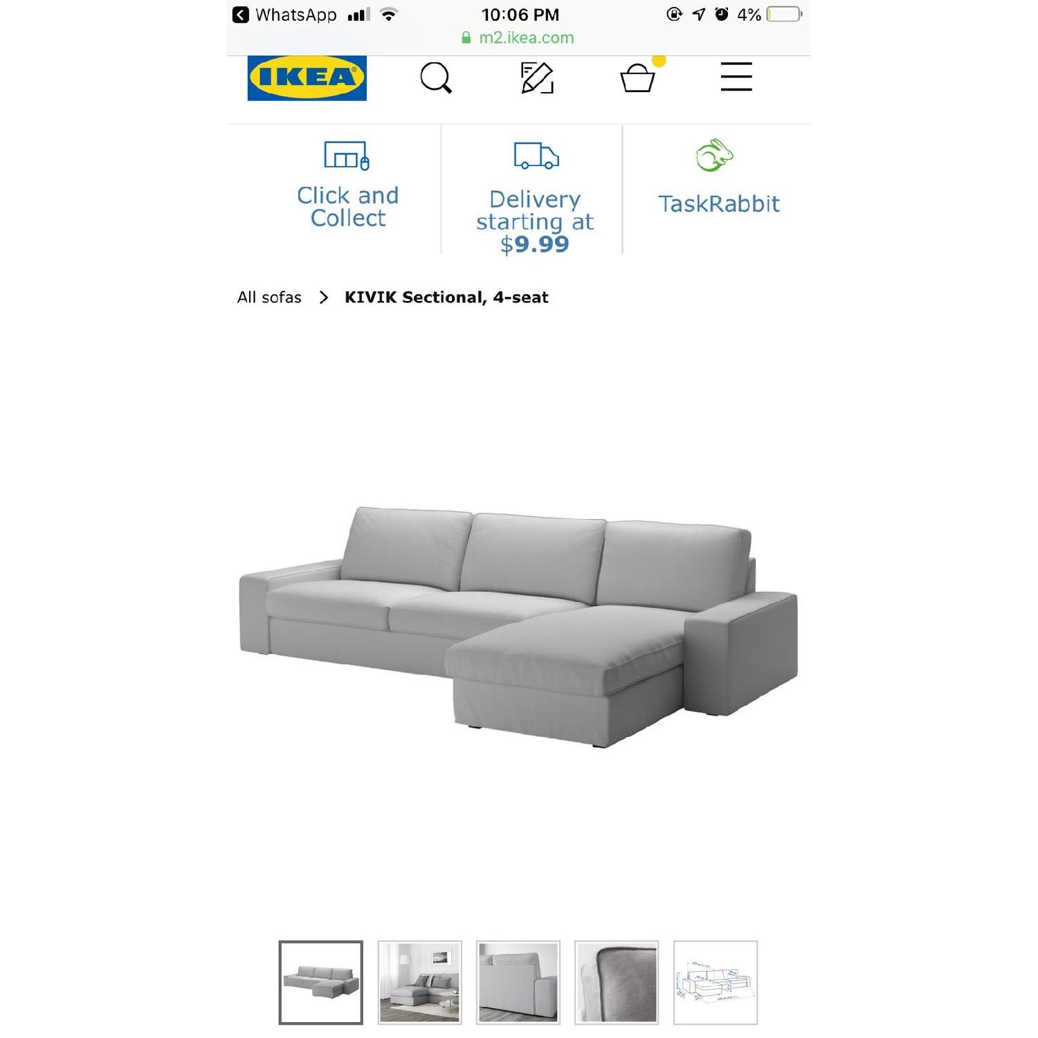 Ikea Kivik 4 Seater Sectional Sofa in Light Gray - image-7