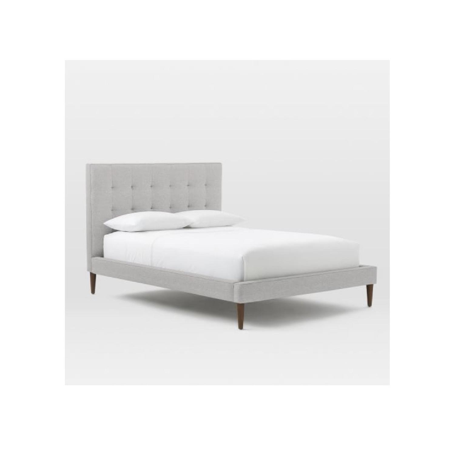 West Elm Grid Tufted Tapered Leg Queen Size Bed AptDeco