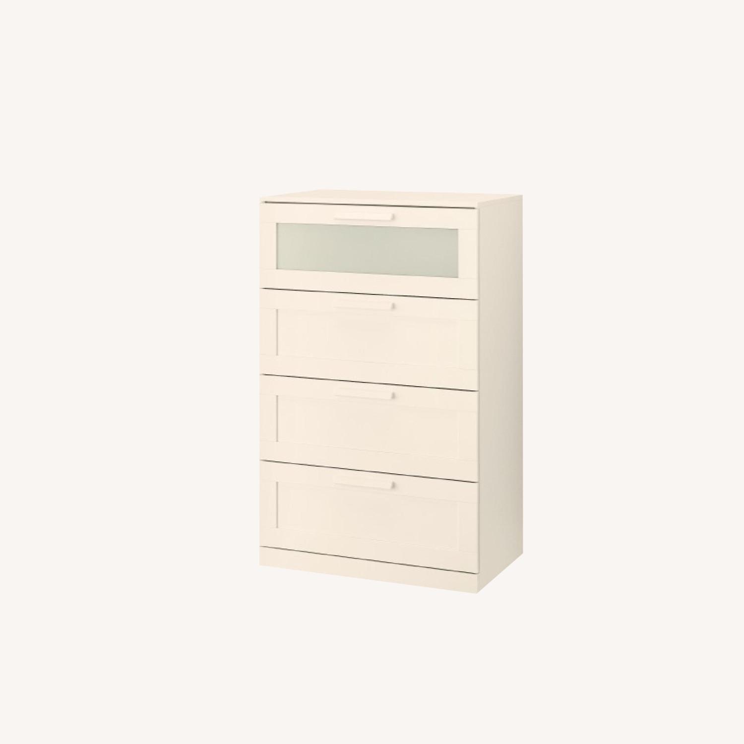 Ikea Brimes White Frosted Glass 4Drawer Dresser AptDeco