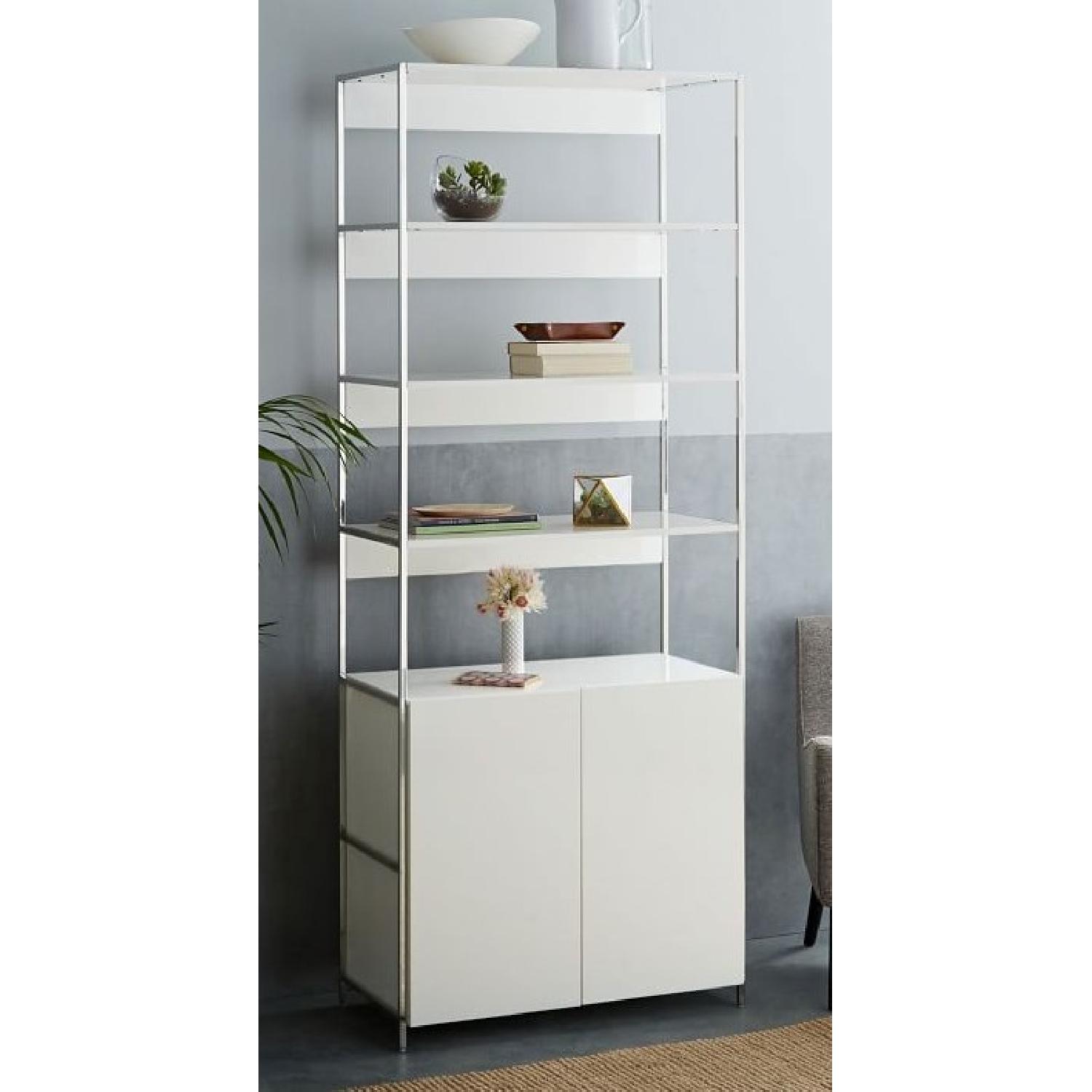 West Elm White Lacquer Bookcase w/ AptDeco