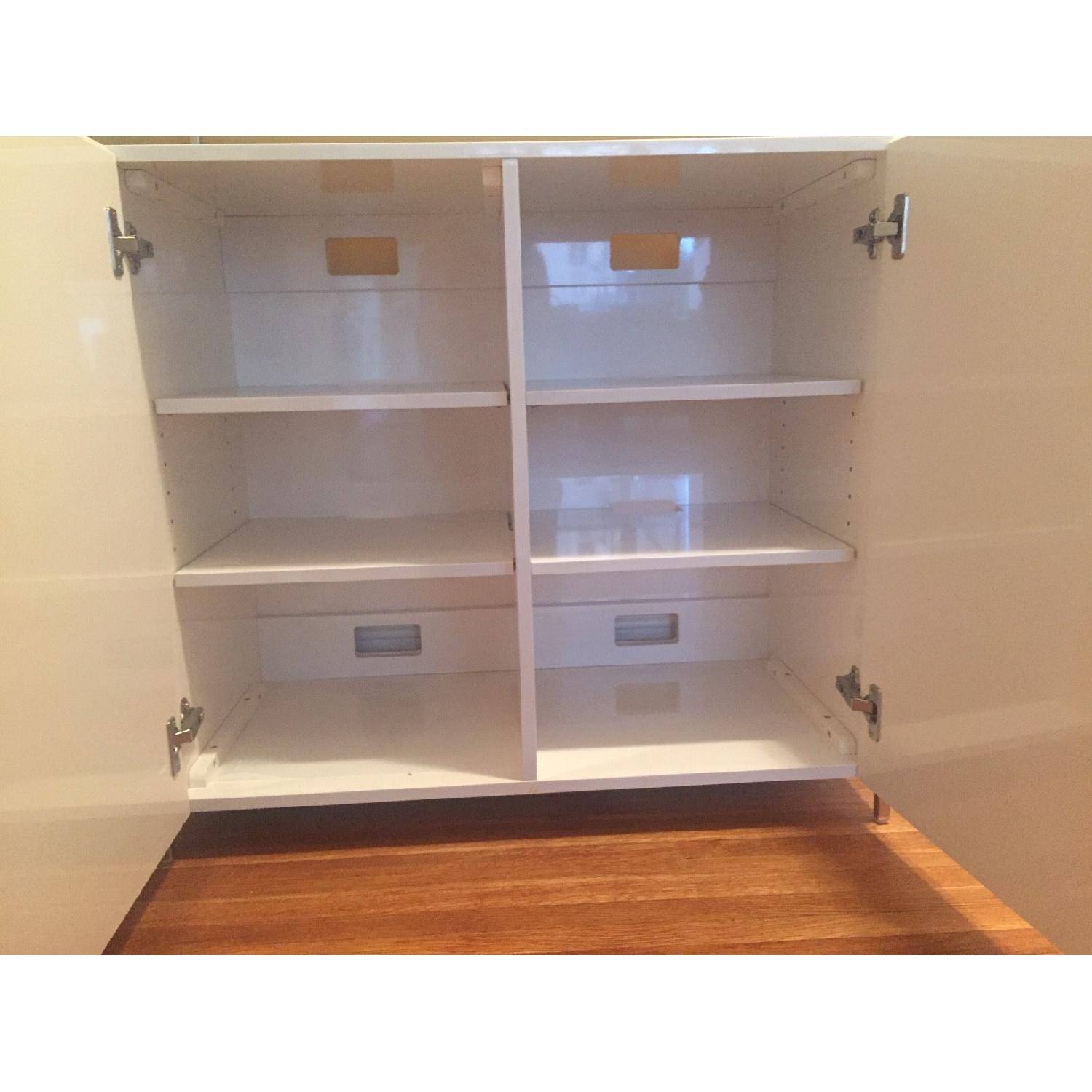 West Elm White Lacquer Bookcase w/ Cabinet - image-4