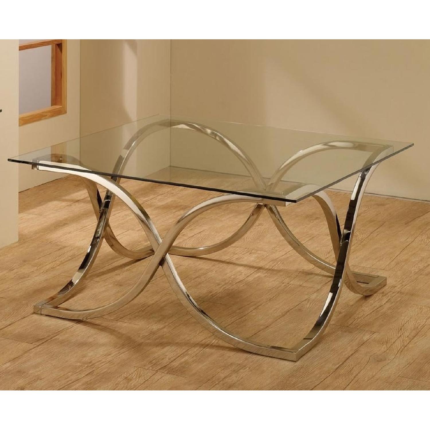 Side Table w/ Tempered Glass Top & Artistic Metal Base AptDeco