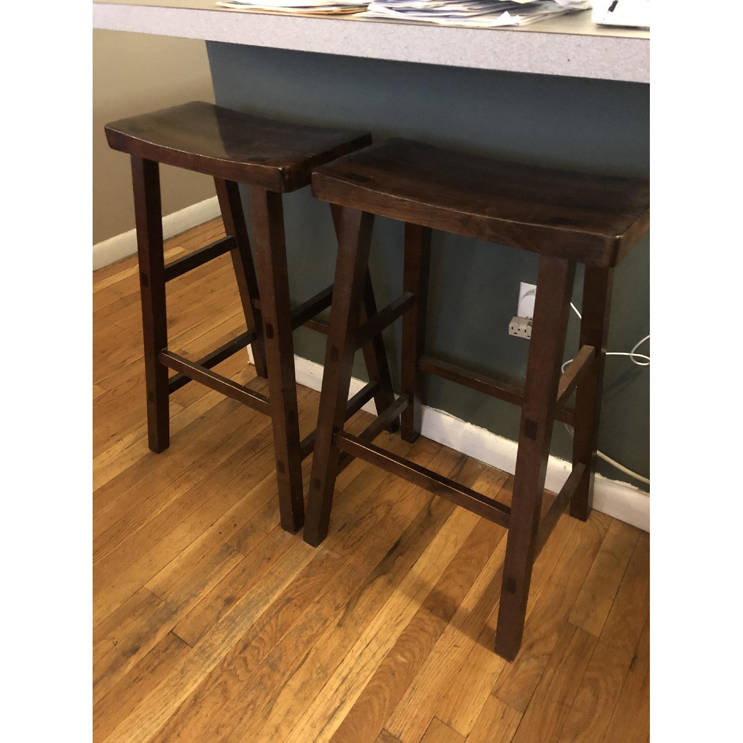 Linen N Things Modern Rustic Wooden Bar Stools - image-1