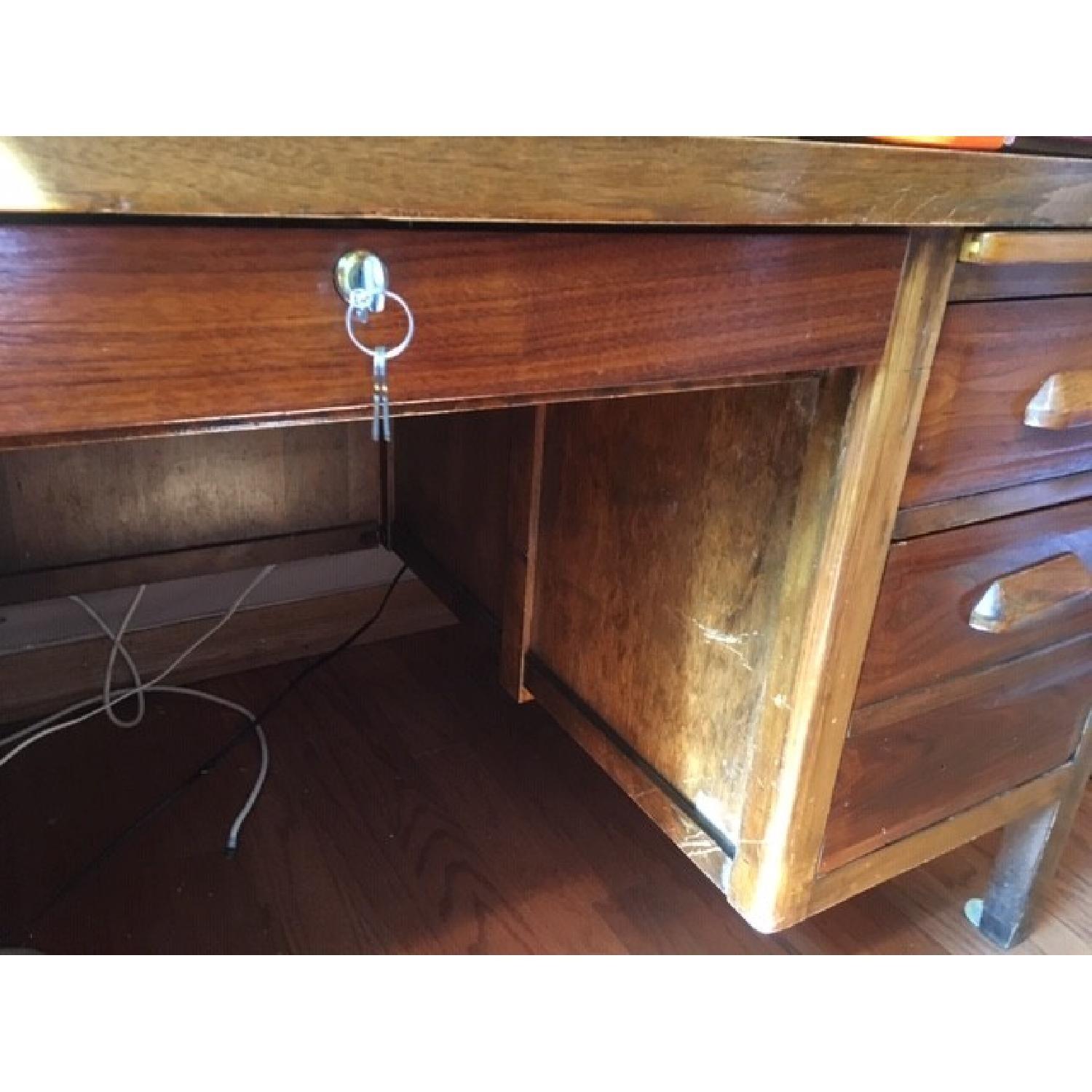 Vintage Solid Oak 6-Drawer Principal's Desk - image-4