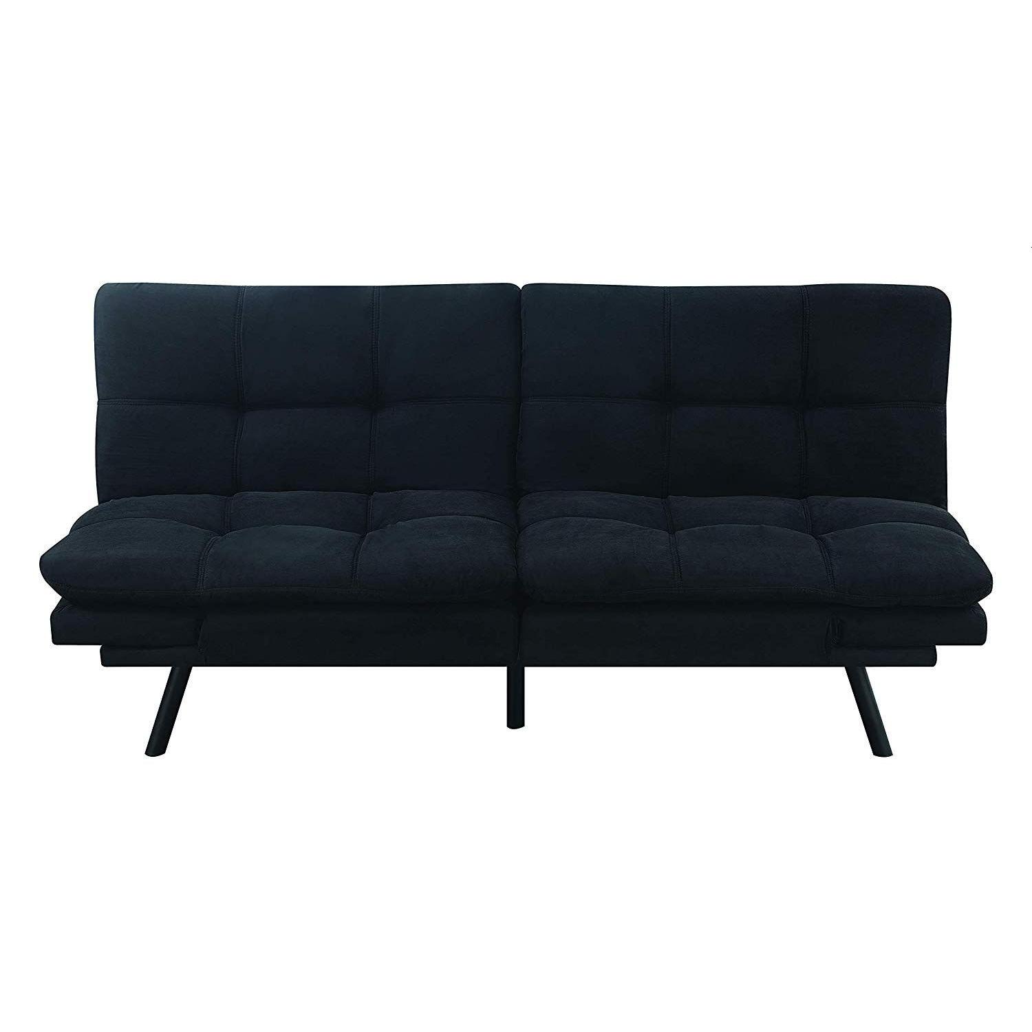 Modern Sofabed In Black Microsuede Fabric Aptdeco