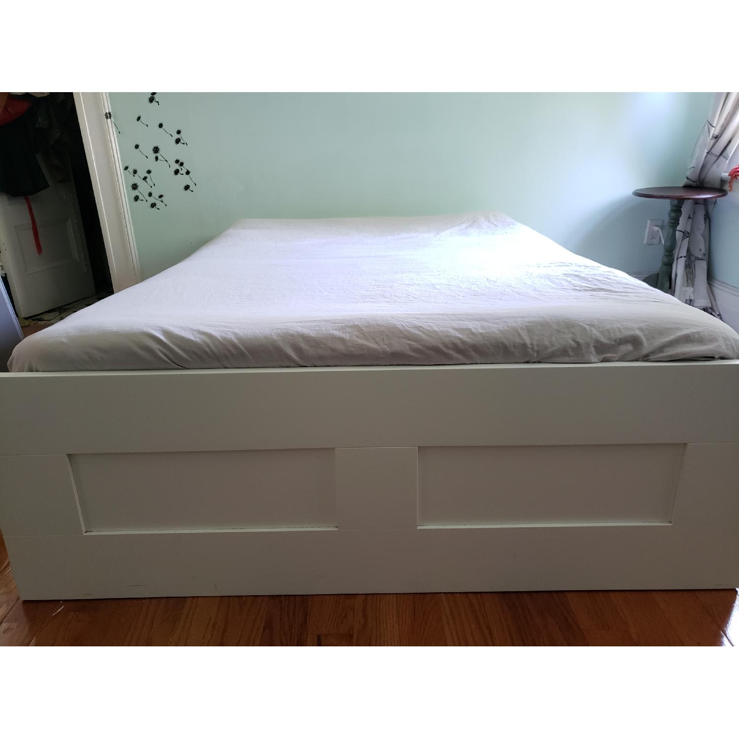 Ikea Brimnes White Bed Frame w/ Slated Bed Base - image-3