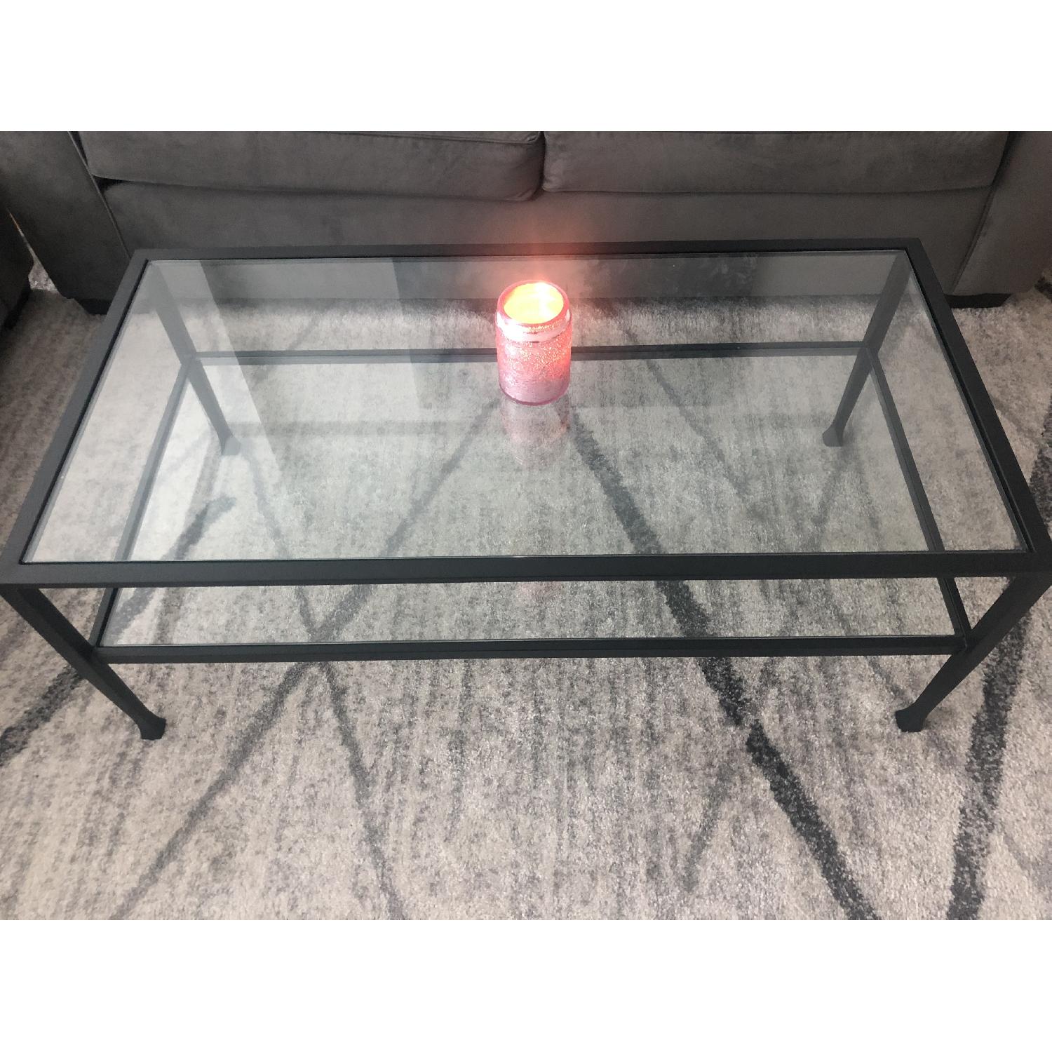 Pottery Barn Tanner Metal & Glass Coffee Table - AptDeco