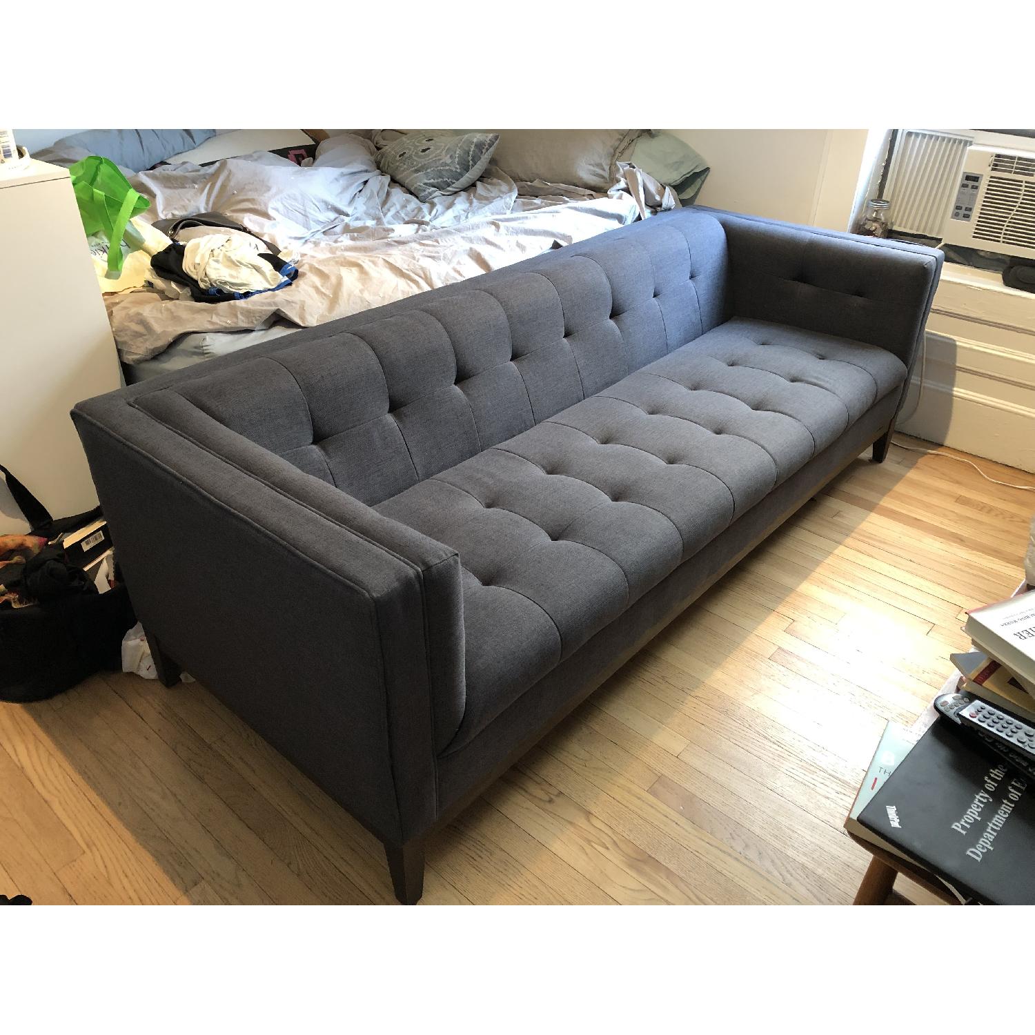 Mid Century Modern Dark Blue Sofa - image-0