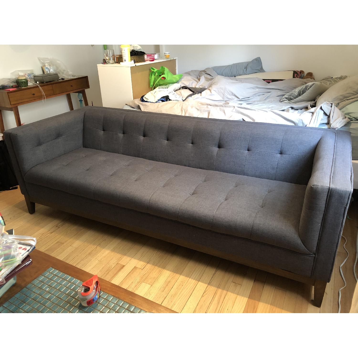 Mid Century Modern Dark Blue Sofa - image-1