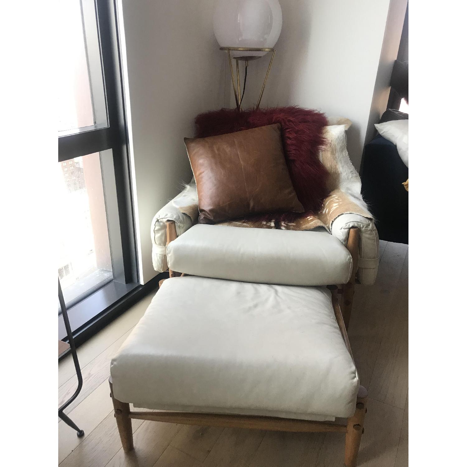Anthropologie Leather Rhys Chair & Ottoman - image-2