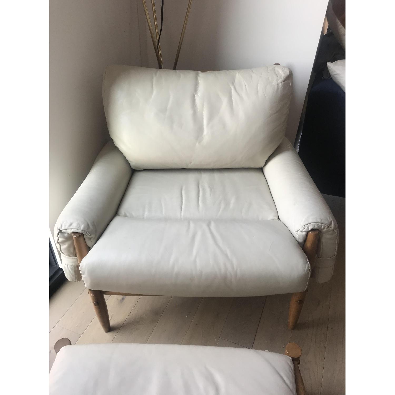 Anthropologie Leather Rhys Chair & Ottoman - image-3