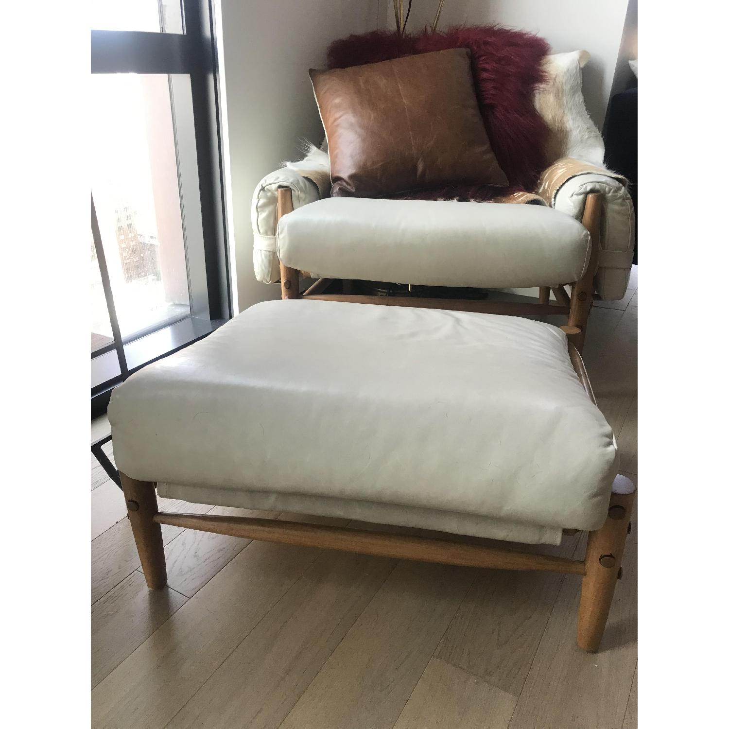 Anthropologie Leather Rhys Chair & Ottoman - image-4