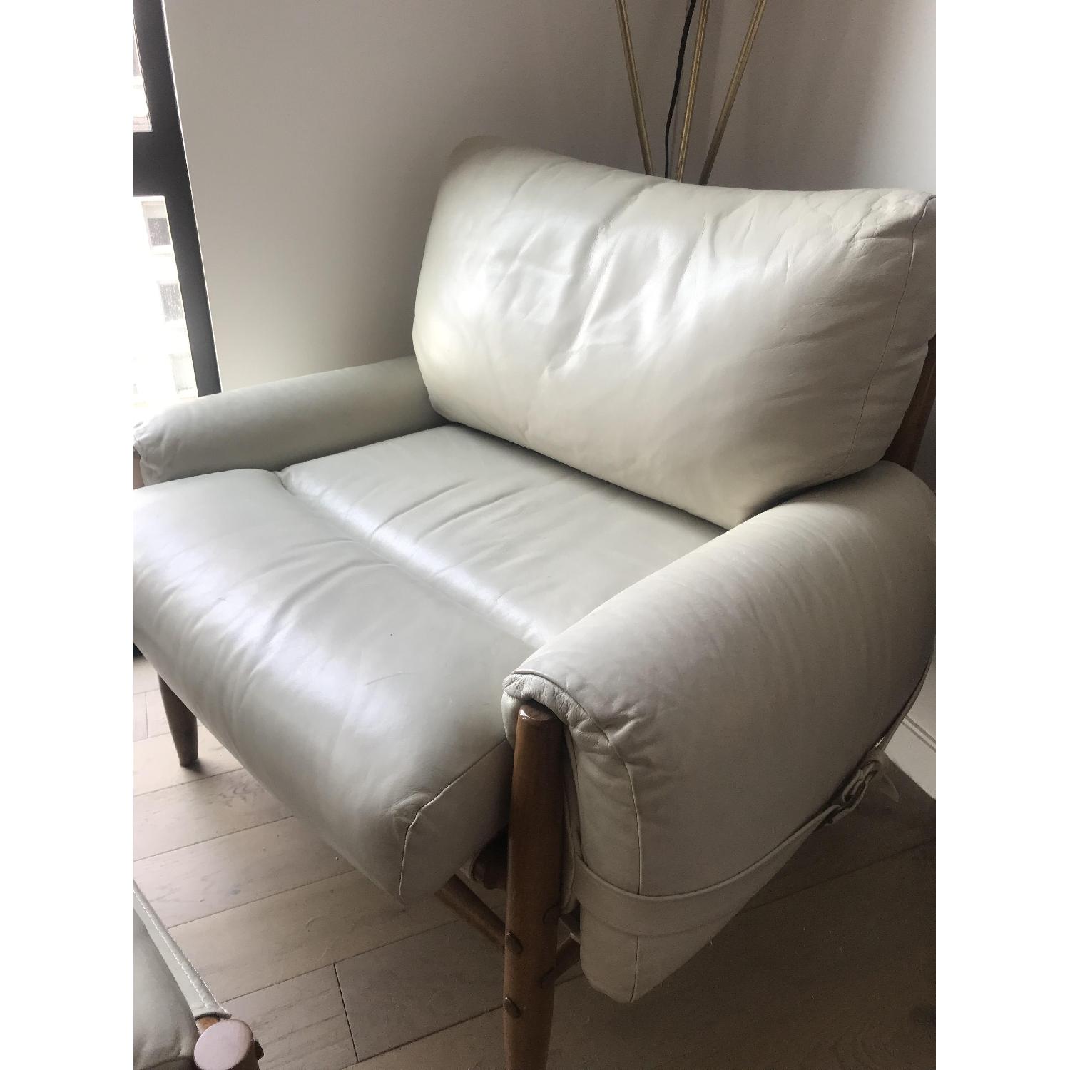 Anthropologie Leather Rhys Chair & Ottoman - image-6