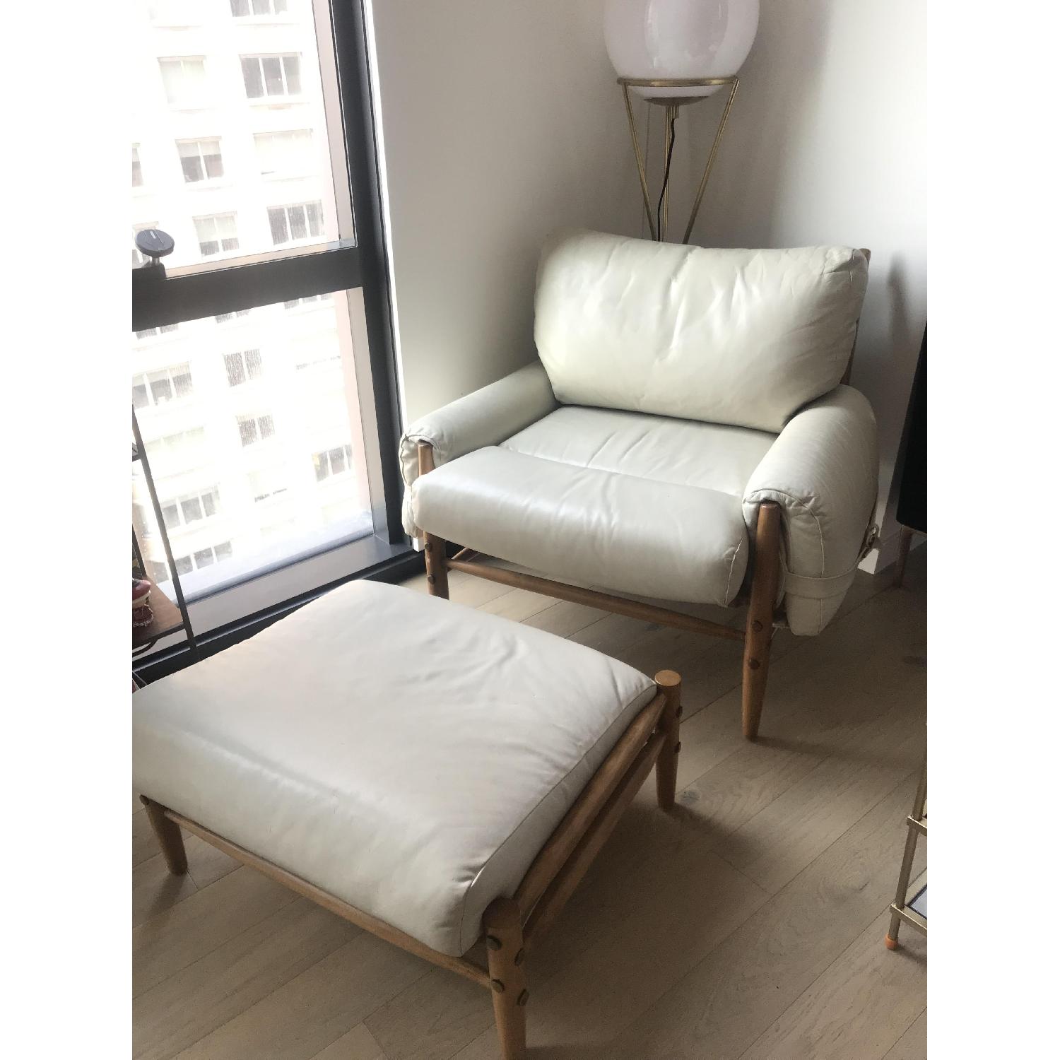 Anthropologie Leather Rhys Chair & Ottoman - image-7