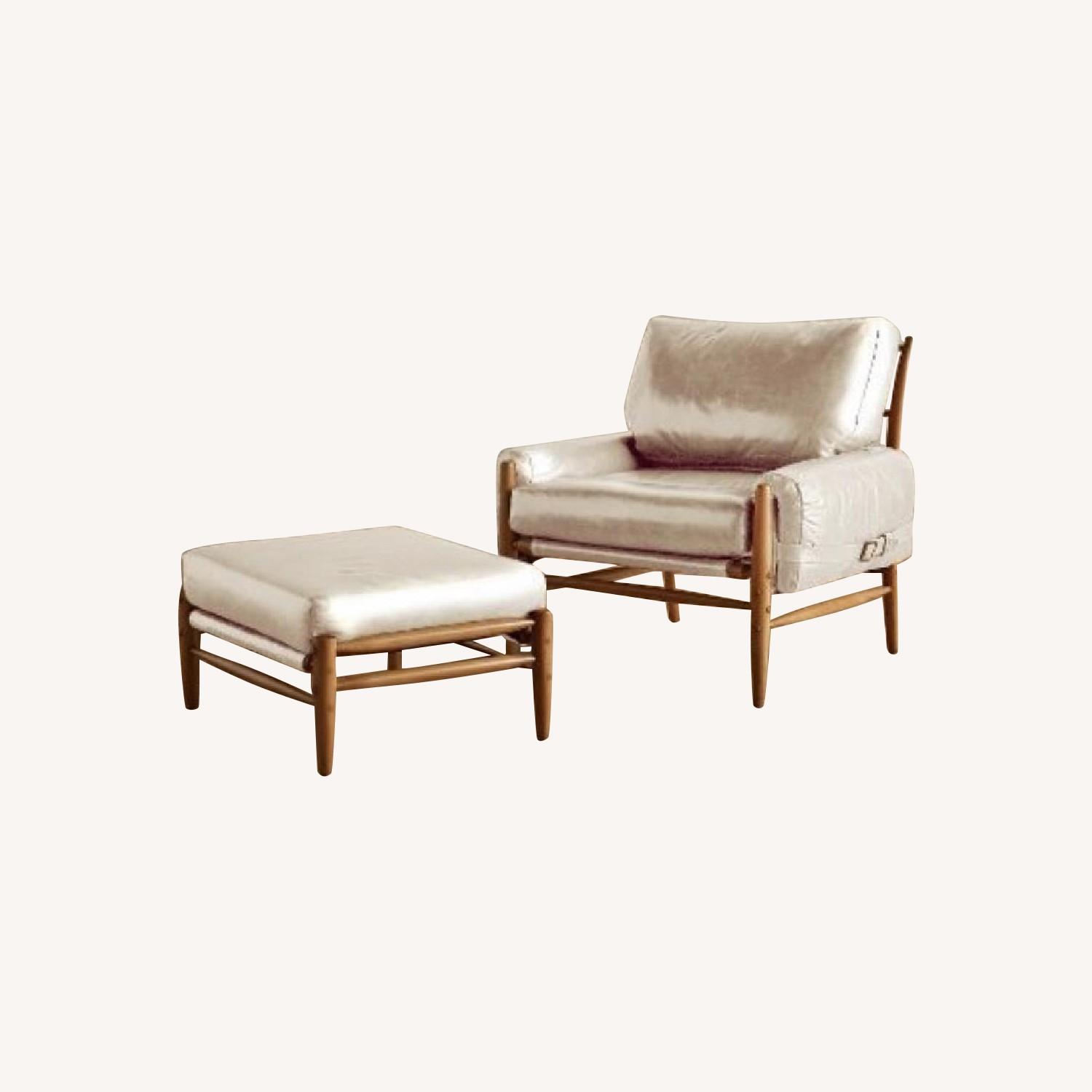 Anthropologie Leather Rhys Chair & Ottoman - image-12