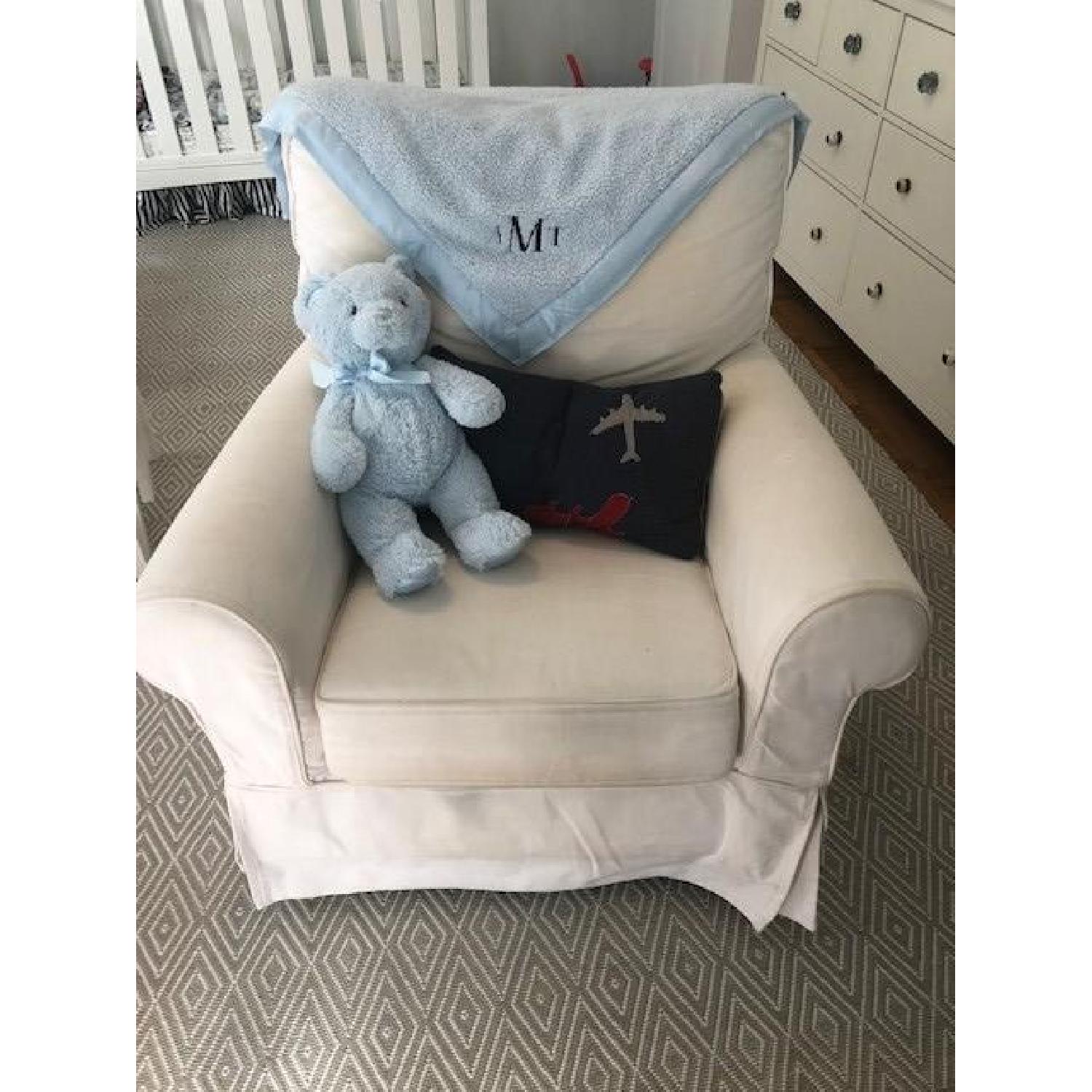 Pottery Barn Kids Comfort Swivel Glider in White Twill - image-1