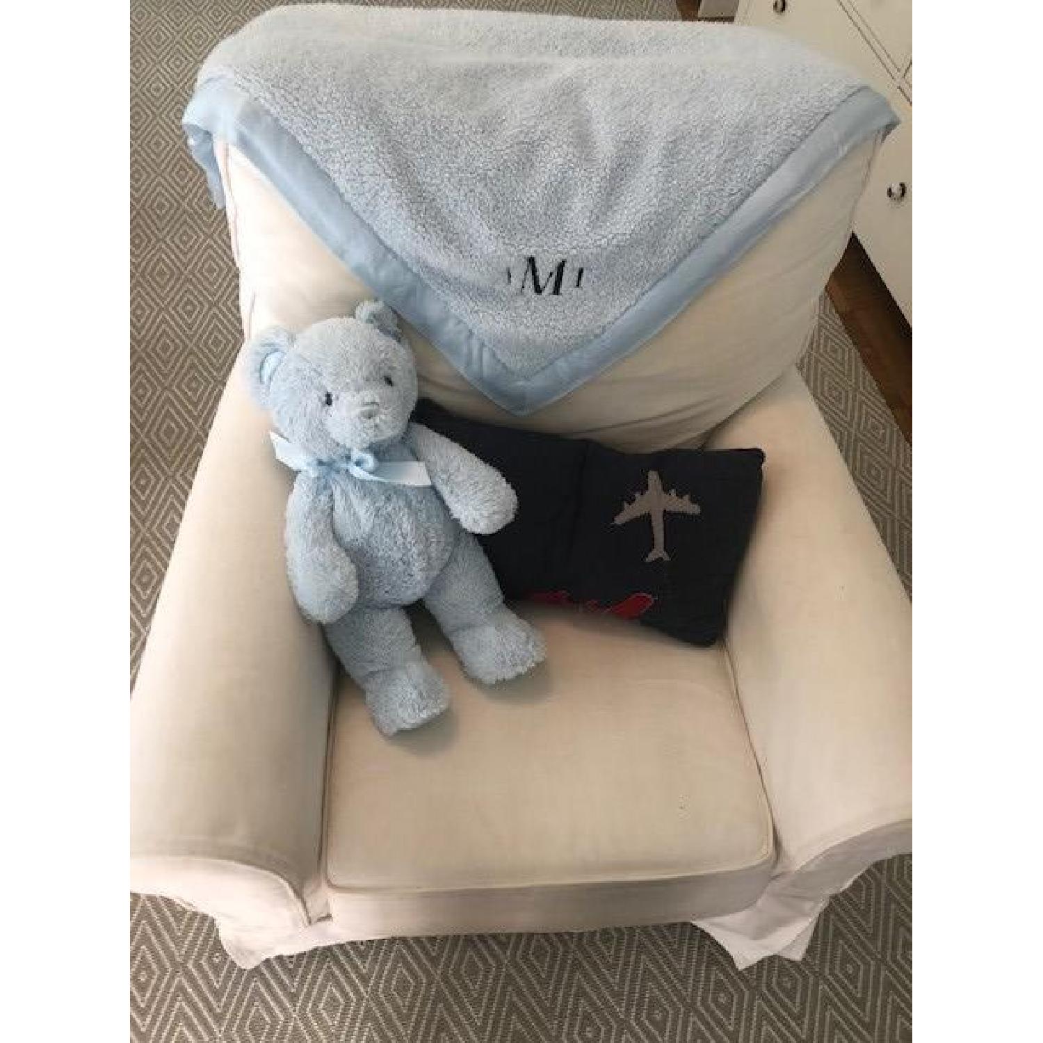 Pottery Barn Kids Comfort Swivel Glider in White Twill - image-4