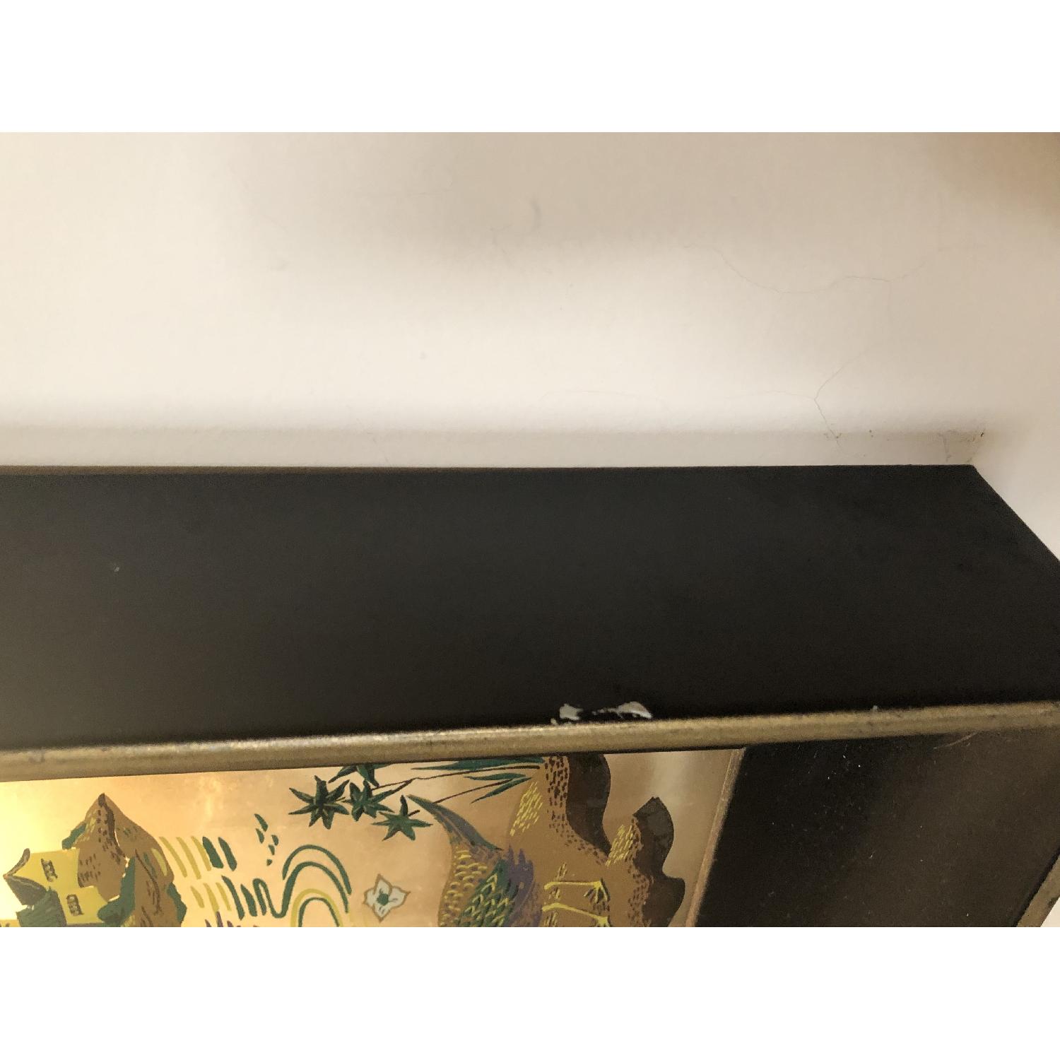 Vintage Lighted Shadowbox Wall Lamp w/ Painted Glass Art - image-6