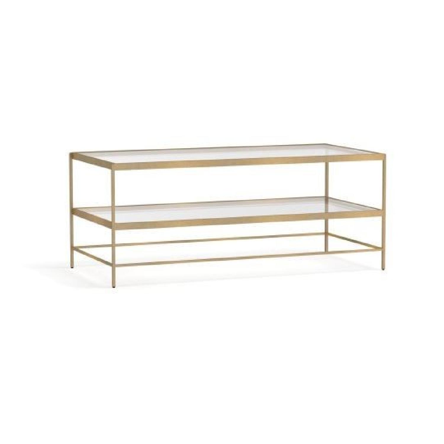 Pottery Barn Leona Metal Rectangular Coffee Table in Brass AptDeco