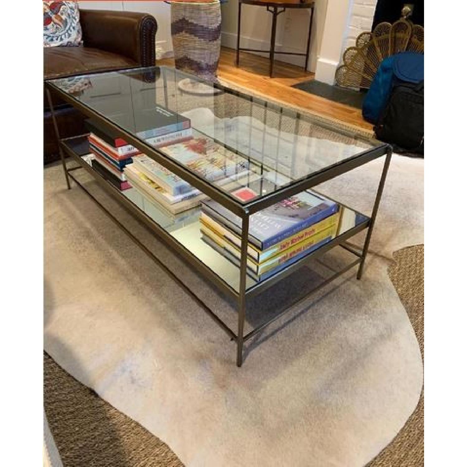 Pottery Barn Leona Metal Rectangular Coffee Table in Brass AptDeco