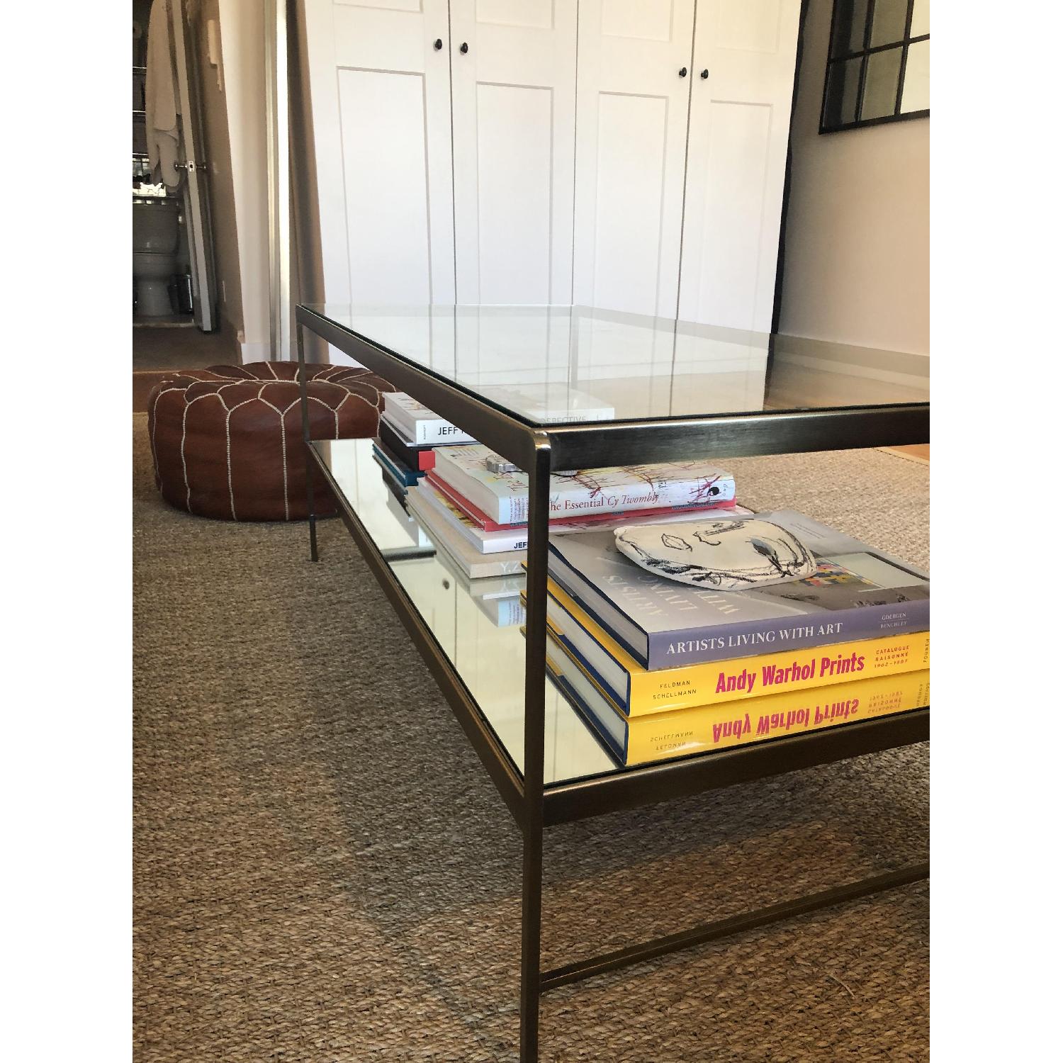 Pottery Barn Leona Metal Rectangular Coffee Table in Brass AptDeco